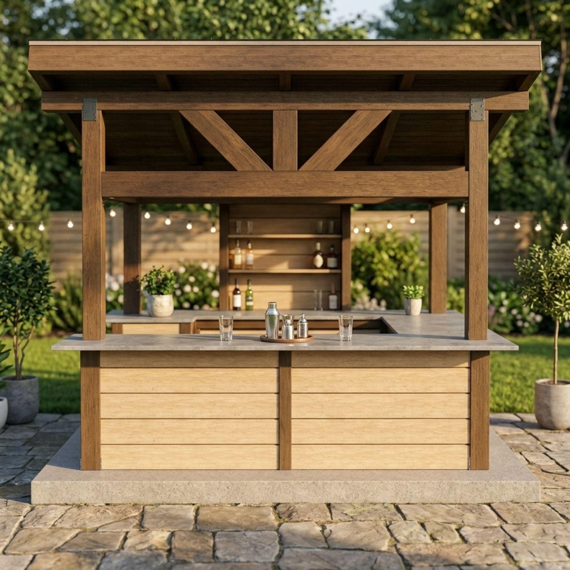 DIY Outdoor Kitchen Plans PDF | Backyard Bar Blueprint | Pergola with Bar Underneath | Back Yard BBQ Shack Build | Outside Bar Woodworking - view 5