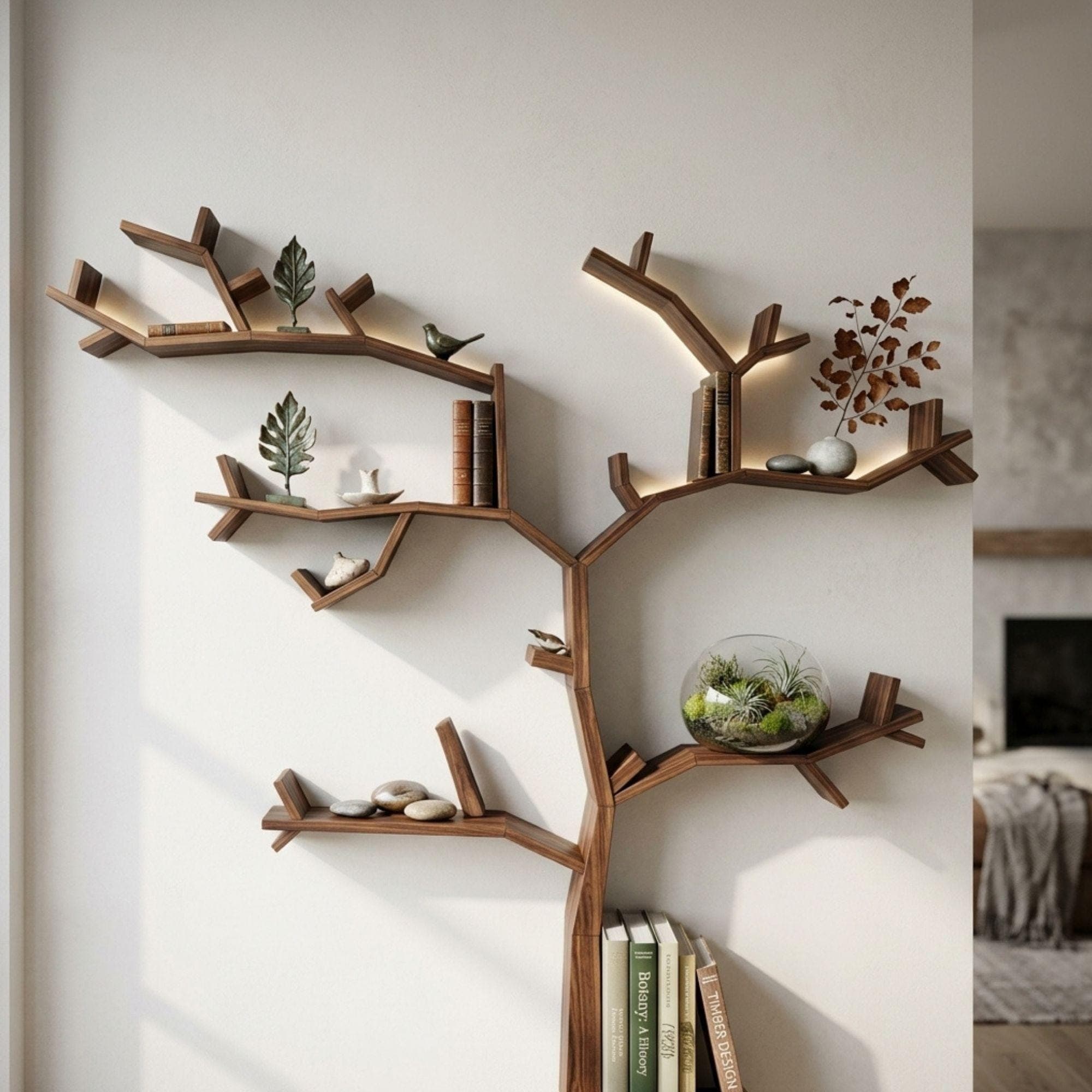 DIY Tree Bookshelf Plans PDF | Artistic Branch Wall Library Blueprint | Unique Floating Bookcase | Nature Inspired Woodworking Plan - view 5