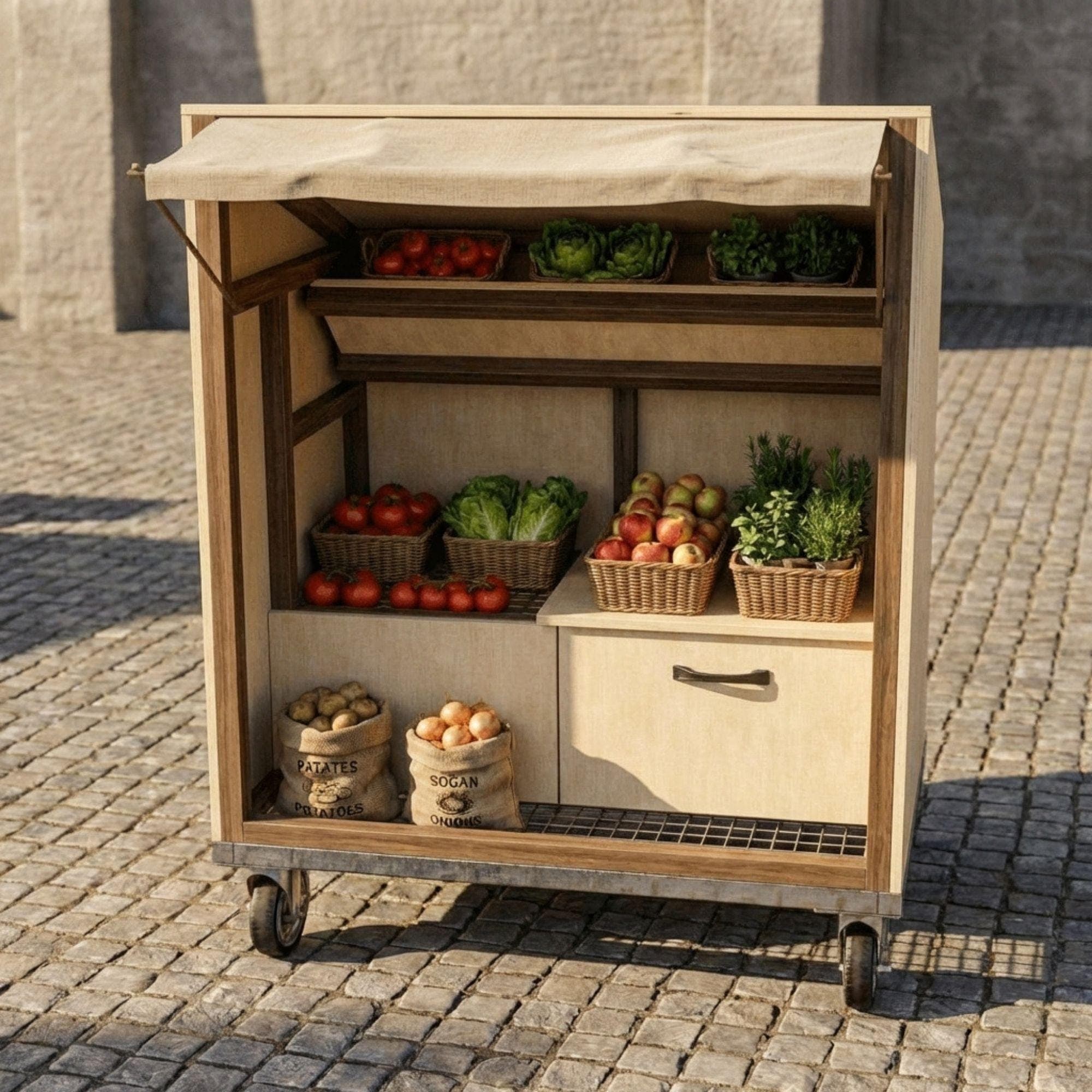 DIY Farmstand Plans | Roadside Vegetable Stand Blueprint | Mobile Bakery Cart PDF | Farmers Market Stall Build | Wood Flower Cart Template - view 3