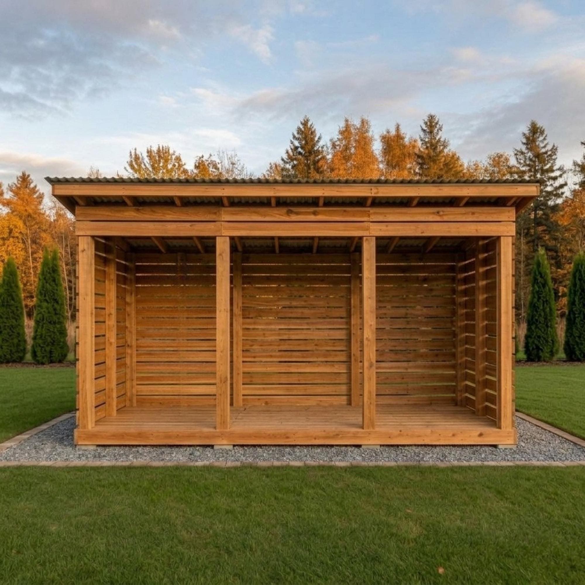6x12 Firewood Shed DIY Plans PDF | 3 Cord Wood Storage Rack Blueprint | Large Dry Wood Shelter - view 3