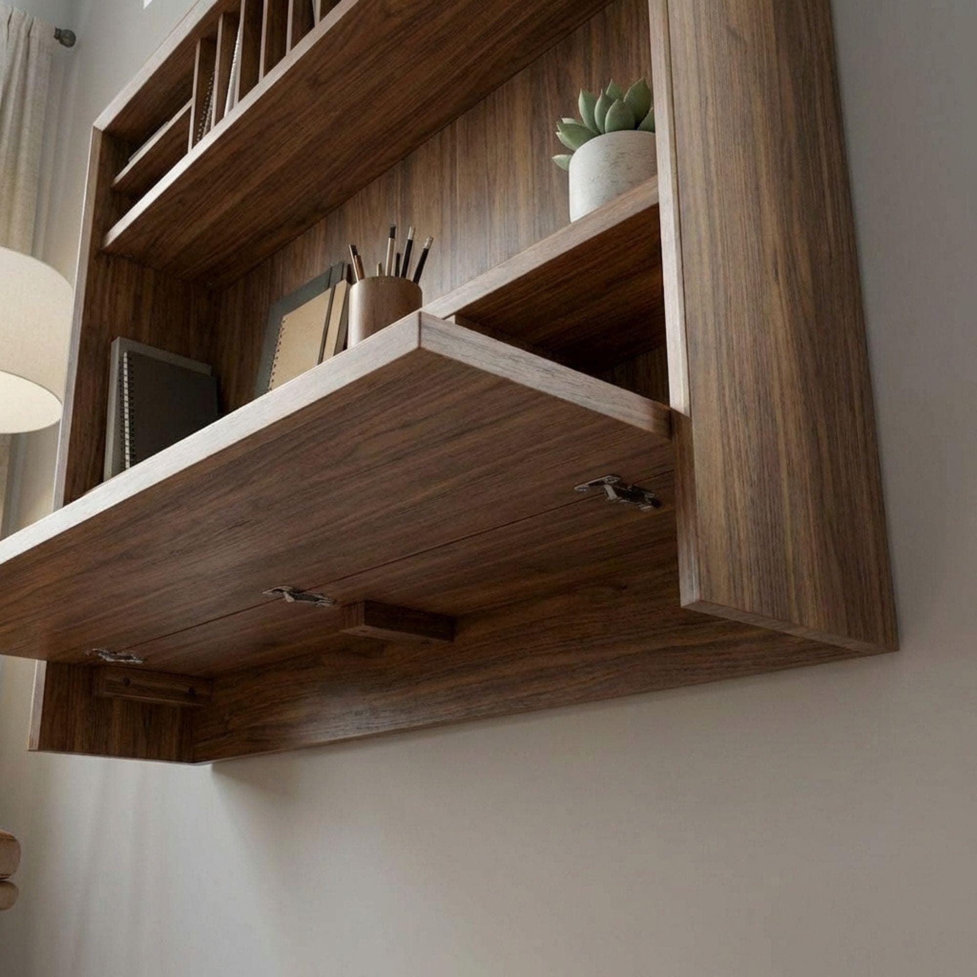 DIY Wall Mounted Murphy Desk Plans | Fold Down Shelf Blueprint (PDF Download) - view 6
