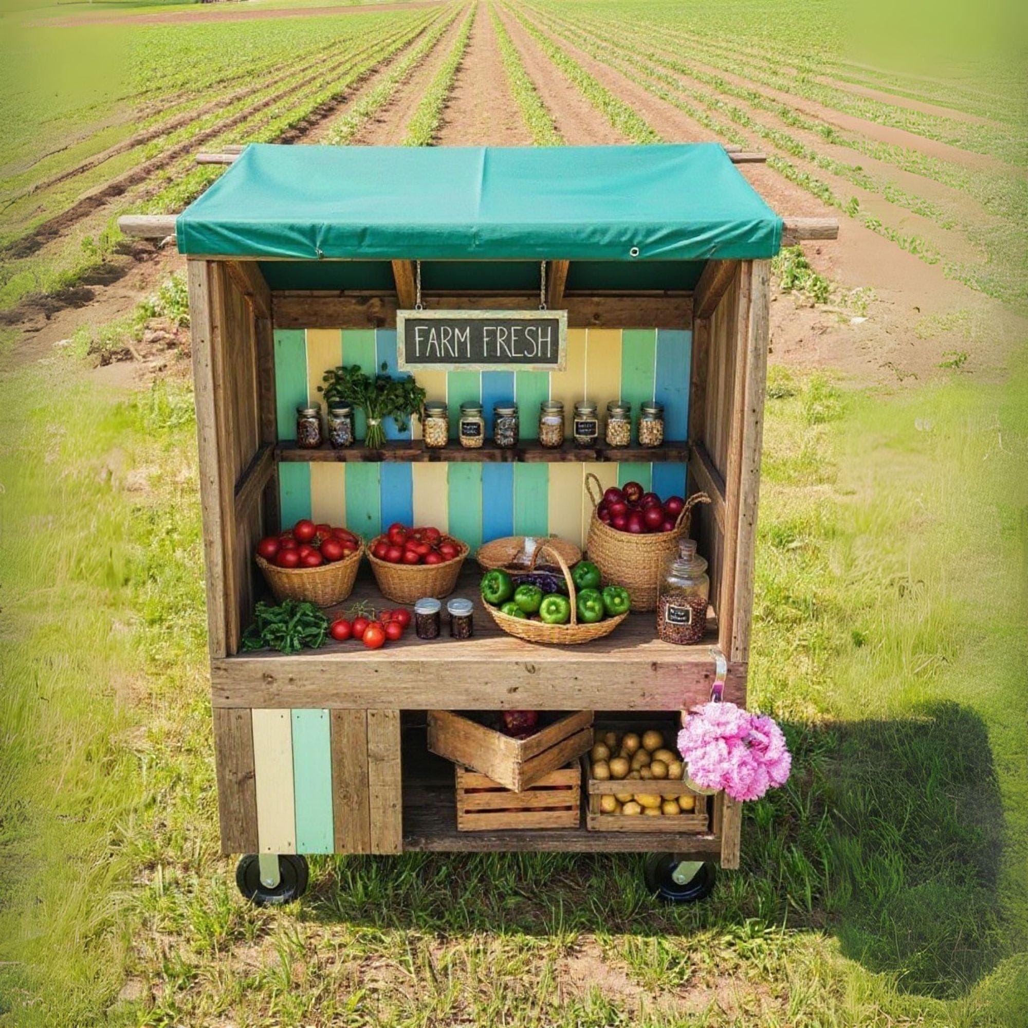 Farmstand Plans | Mobile Flower Stand Cart | Farmers Market Display | Roadside Fruit & Vegetable Stands | Bakery Cart Plans - view 3