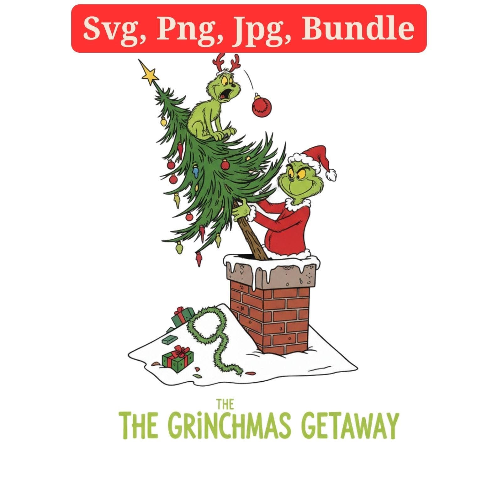 Grinch Hand Stealing Christmas Tree SVG & PNG Bundle | Whoville Tree Clipart, Sublimation Files - view 6