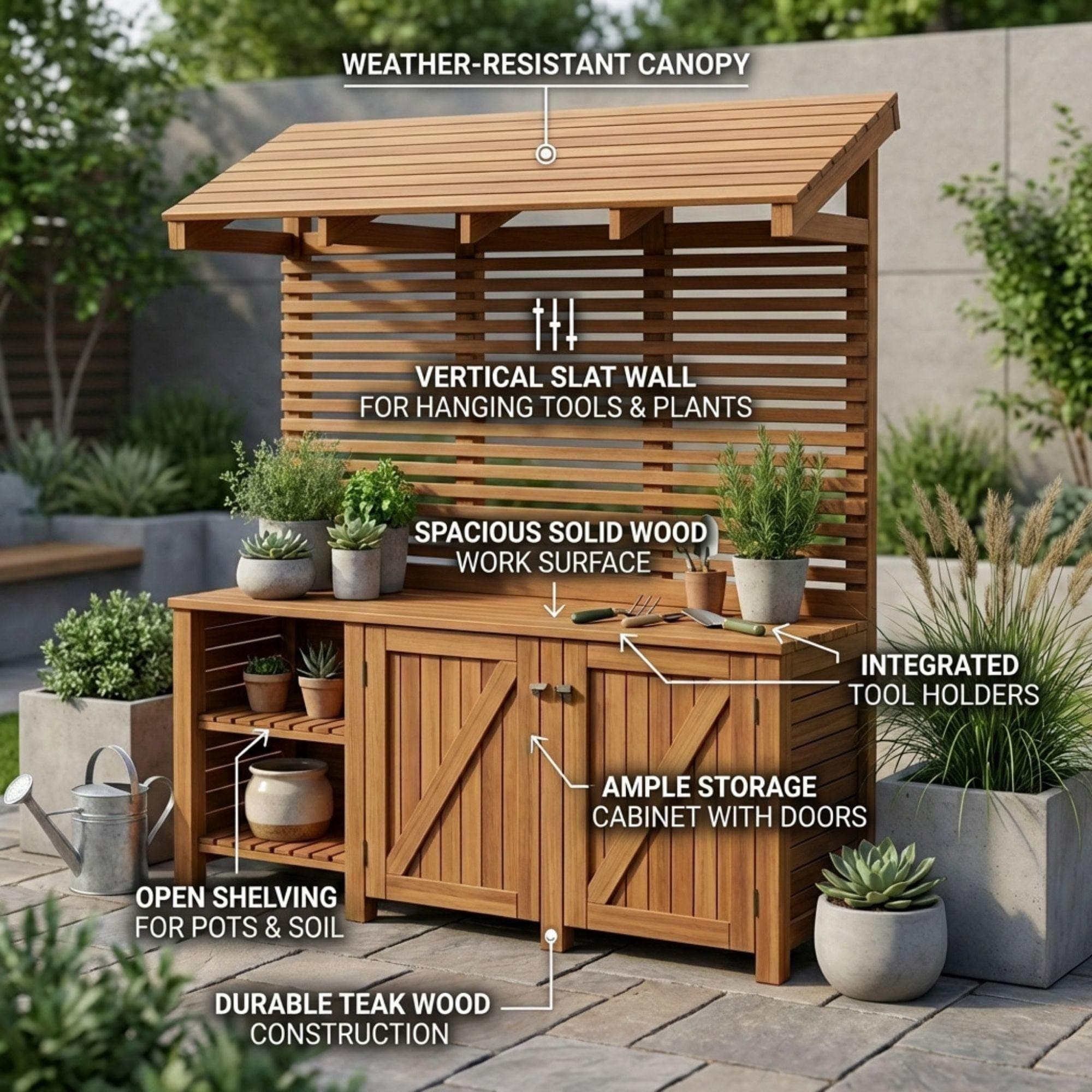 DIY Potting Bench with Storage Plans | Potting Station Blueprint | Garden Workbench PDF - view 4