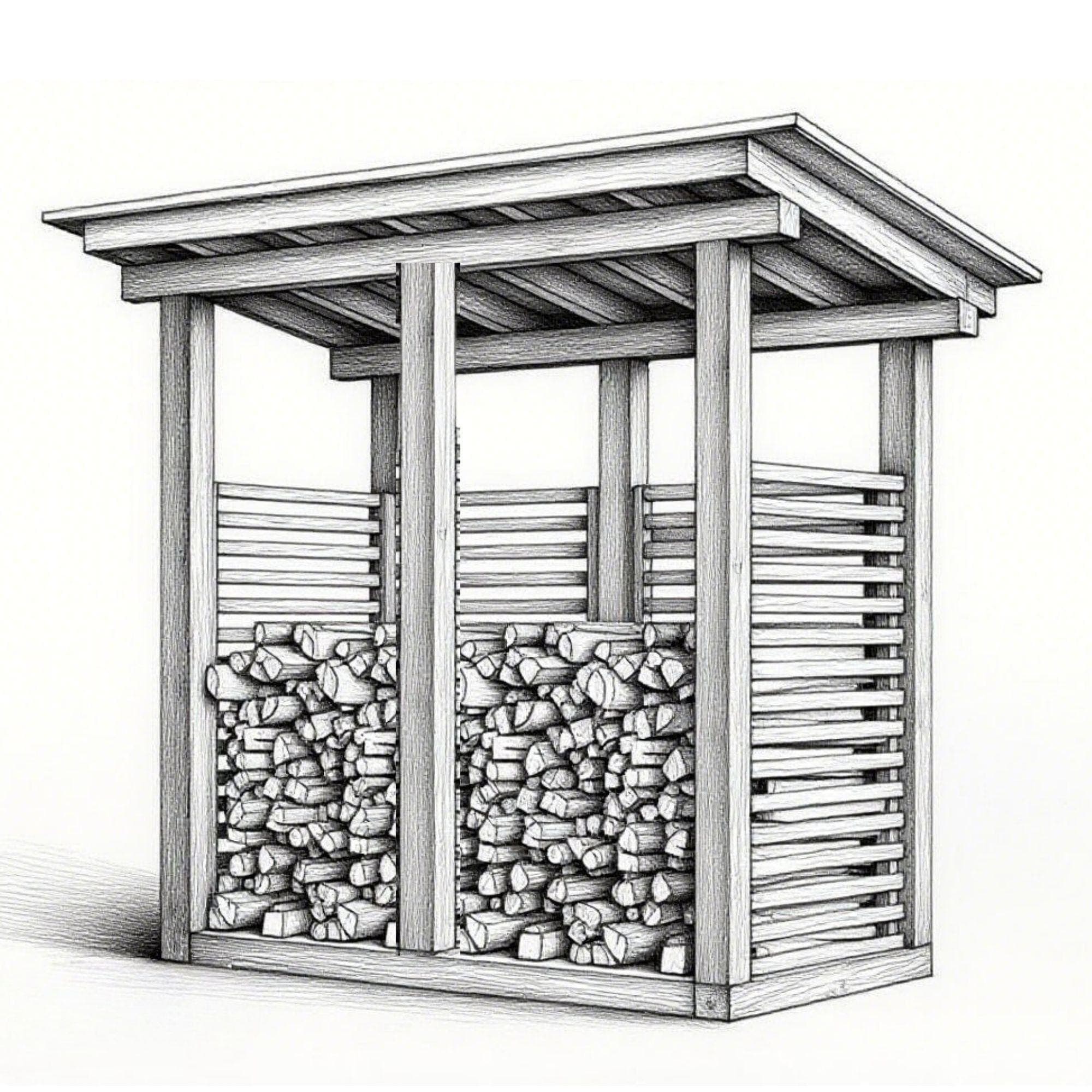 DIY Firewood Shed Plans | 2 Cord Capacity with Tool Storage (PDF Download) - view 3