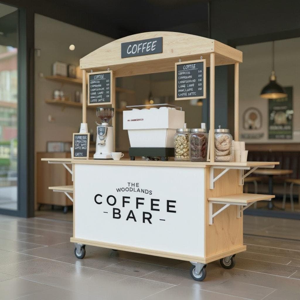 Coffee Cart Plans | Portable Espresso Bar Blueprint | DIY Collapsible Mobile Coffee, Drink Vendor Cart Design - view 4