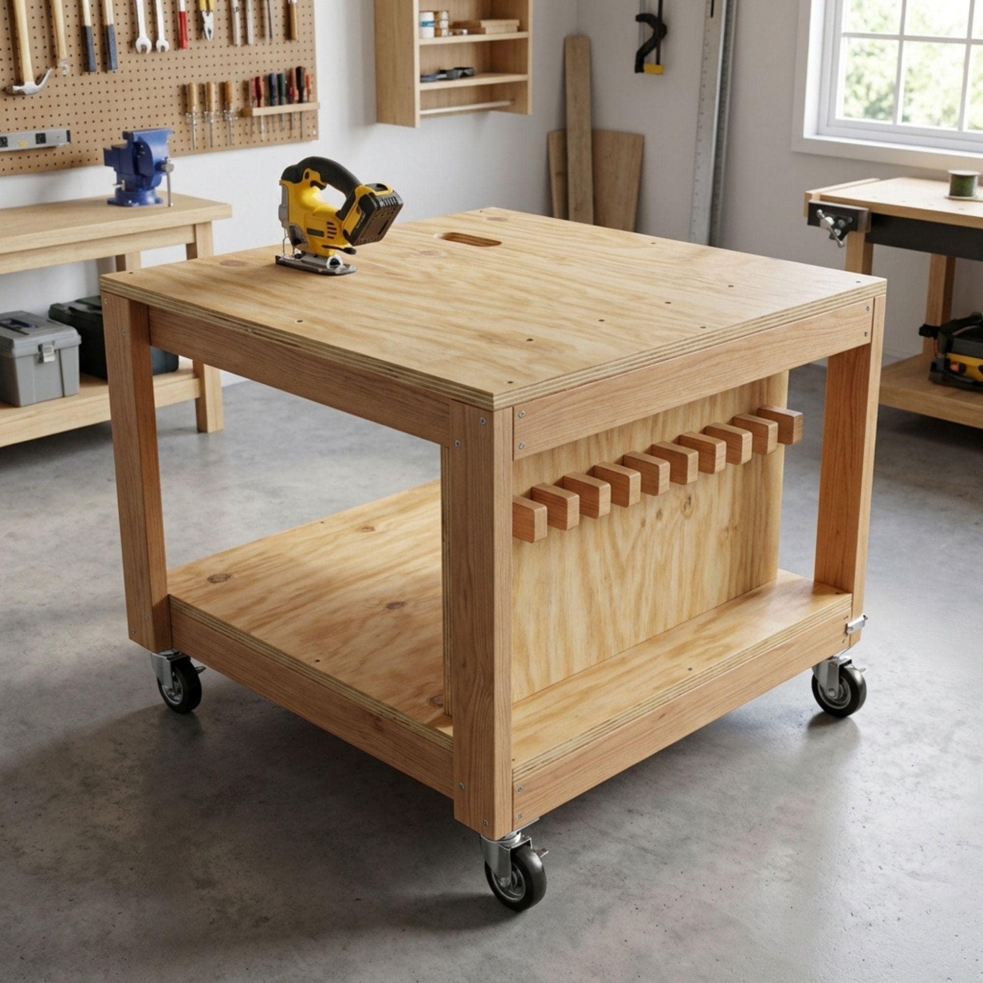 DIY Mobile Jigsaw Station Plans PDF | Rolling Workbench Tool Cart Blueprint | Woodworking Shop Cart | Portable Power Tool Stand - view 5