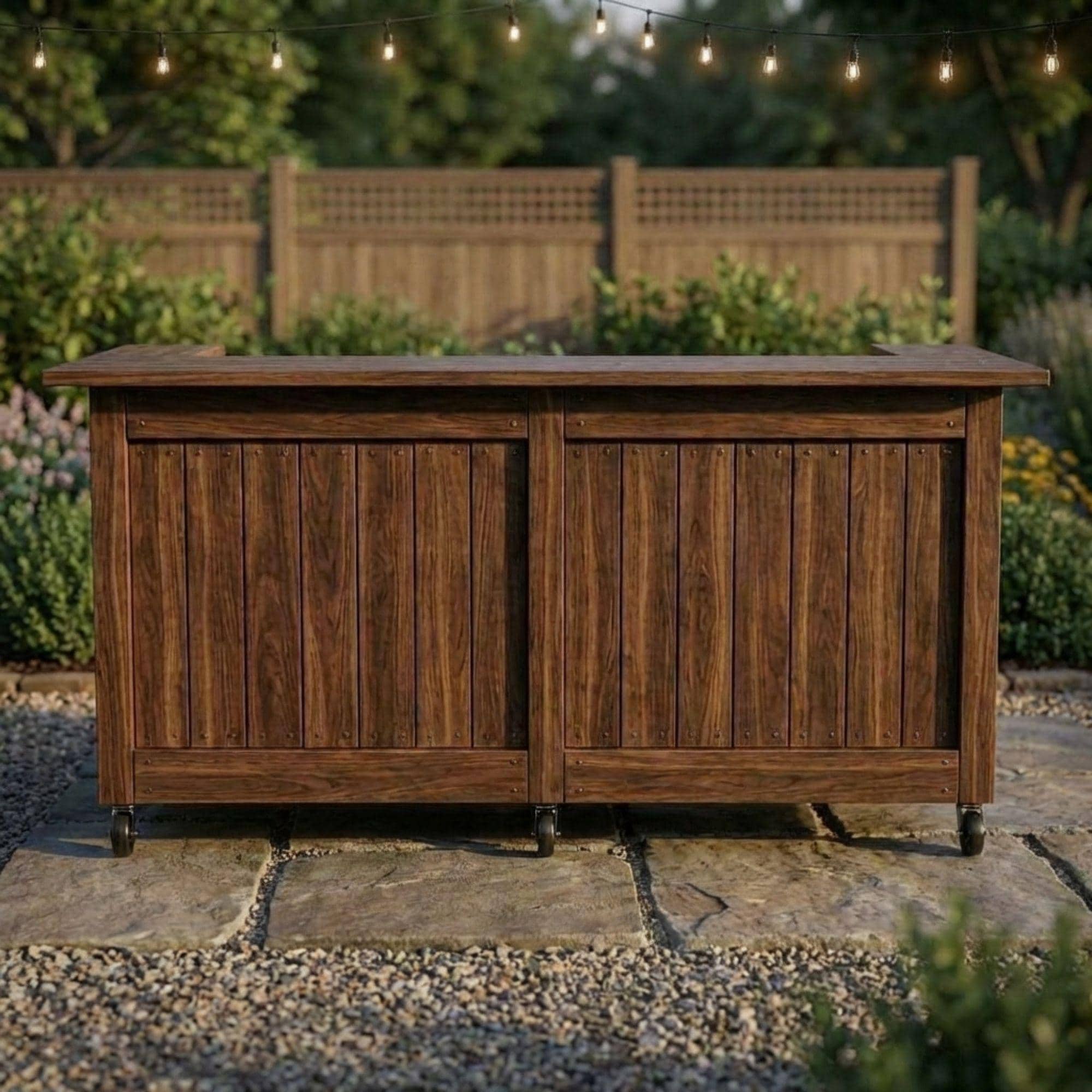DIY Outdoor Bar Plans | Slatted Wood Mobile Bar Blueprint (PDF Download) - view 7