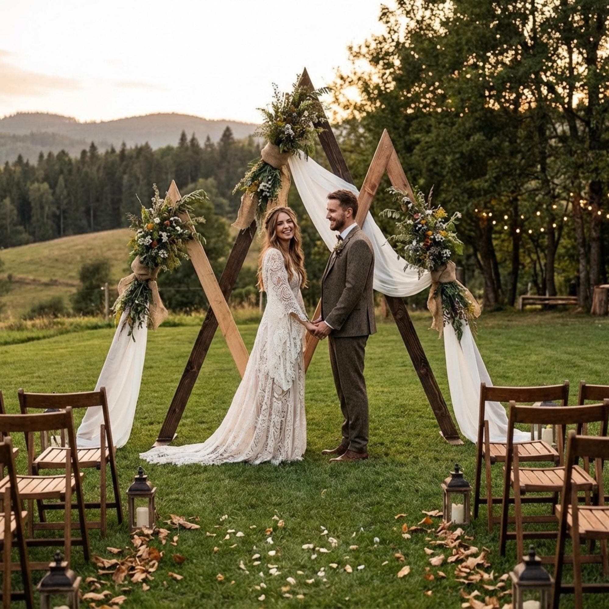 DIY Triangle Wedding Arch Plans PDF | Set of 3 Wooden Arbor Backdrop | Collapsible Ceremony Trellis | Rustic Outdoor Wedding Woodworking - view 4