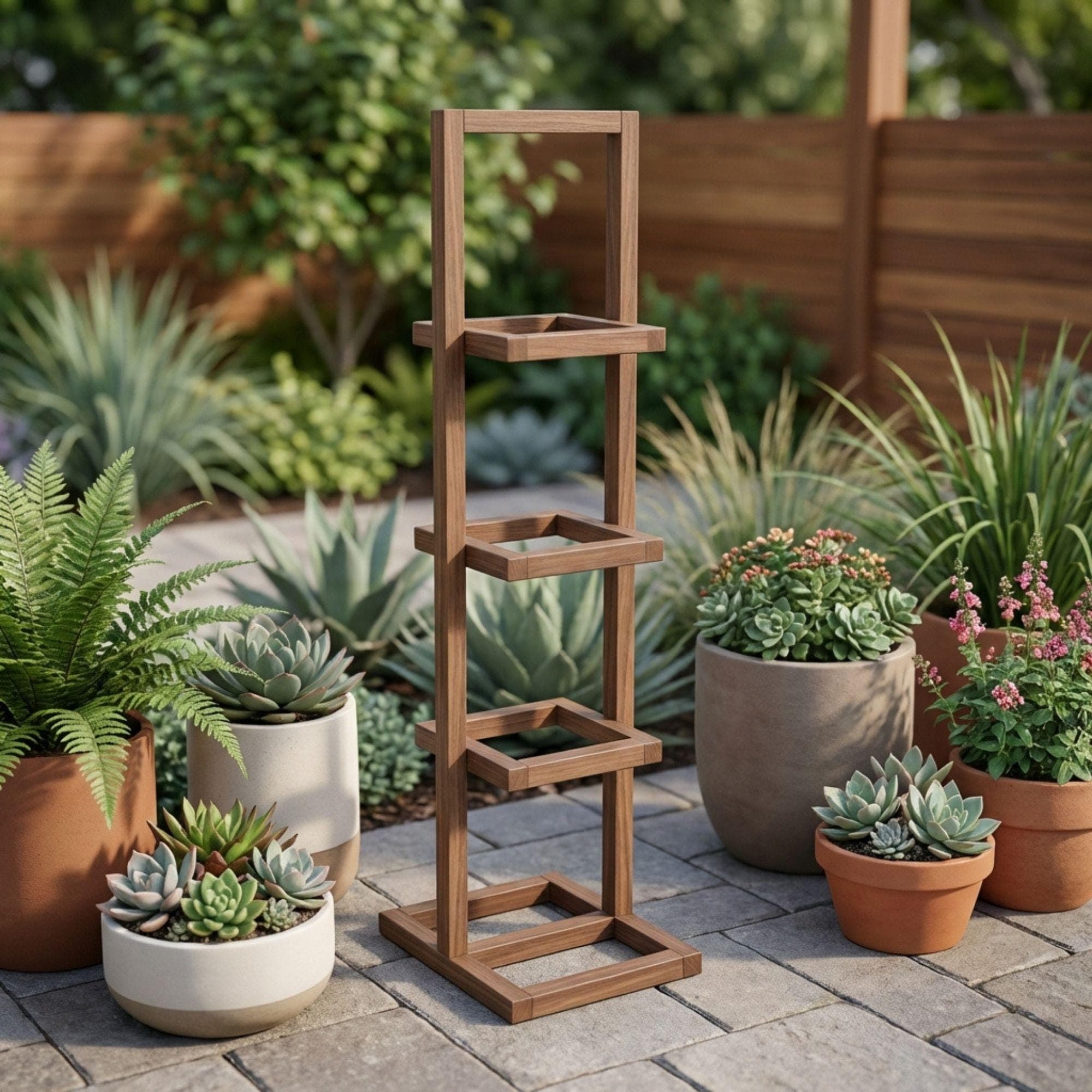 Outdoor Wood Plant Stand DIY Plan | 4-Tier Stepped Planter Woodworking Blueprint (Digital Download) - view 5