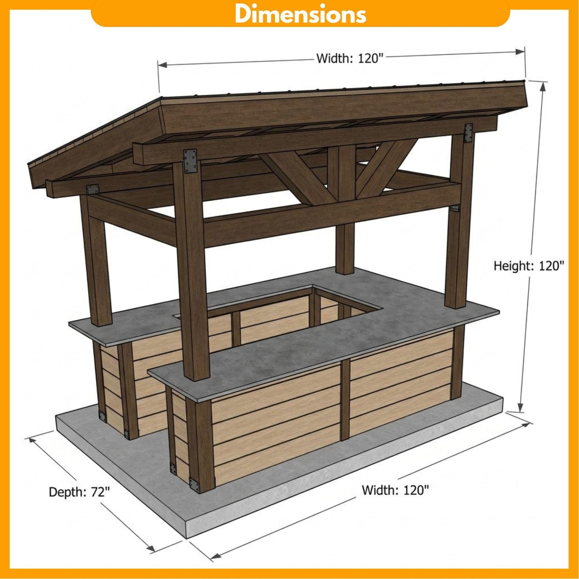 DIY Outdoor Kitchen Plans PDF | Backyard Bar Blueprint | Pergola with Bar Underneath | Back Yard BBQ Shack Build | Outside Bar Woodworking - view 2