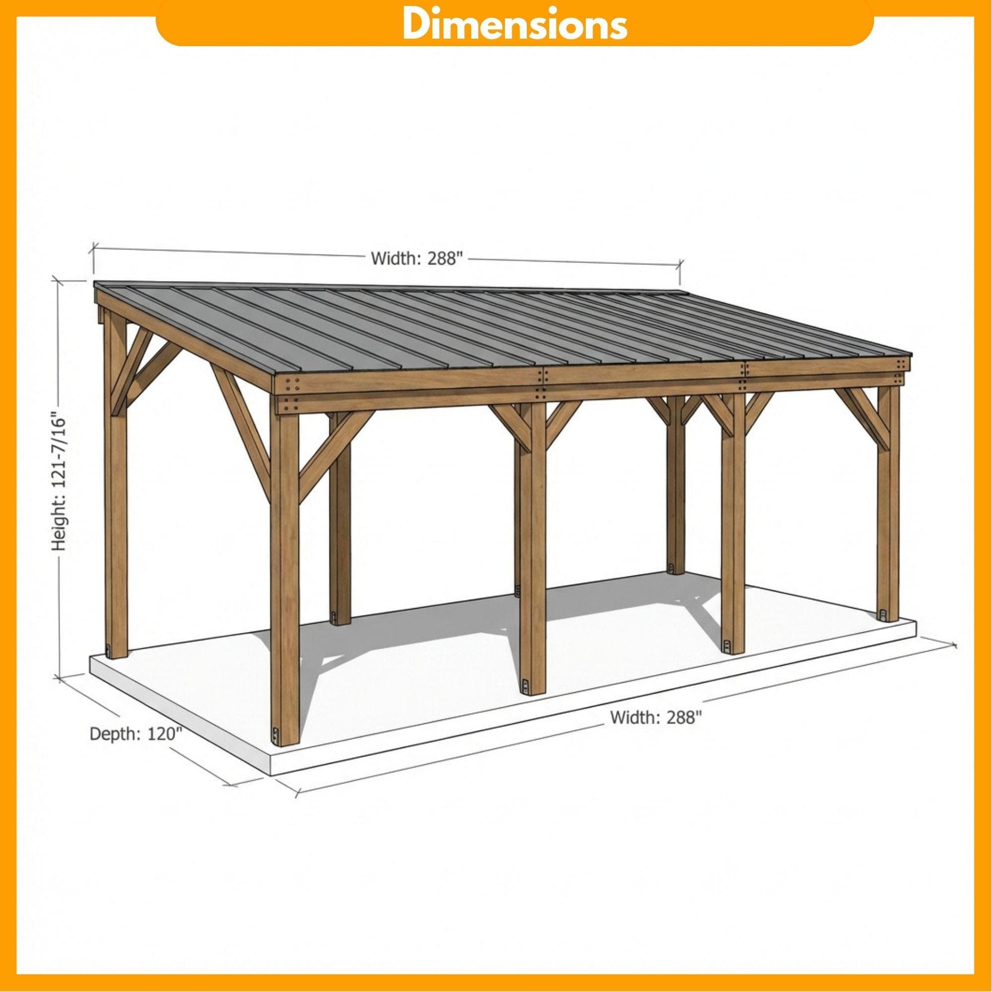 Lean To Carport DIY Plans | Gazebo Plans | Open Pavilion for Backyard & Patio | Attached Patio Roof Plan PDF | Custom Carports Woodworking - view 2
