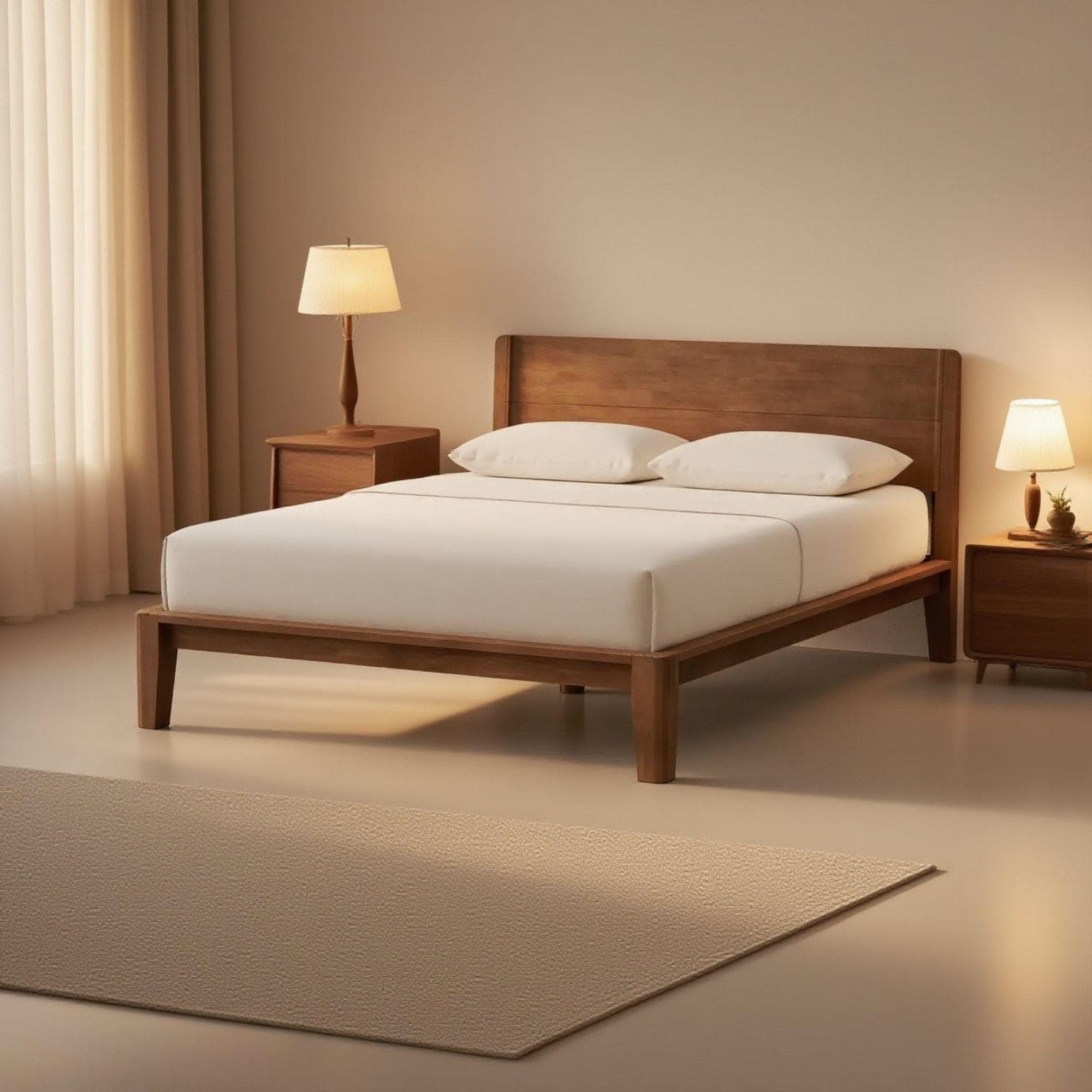 Bed Frame Queen with Headboard | Bed Frame Plans | DIY Wooden Bed Frame | Floating King Size Bed Frame | Rustic, Solid Wood Bed Design - view 4