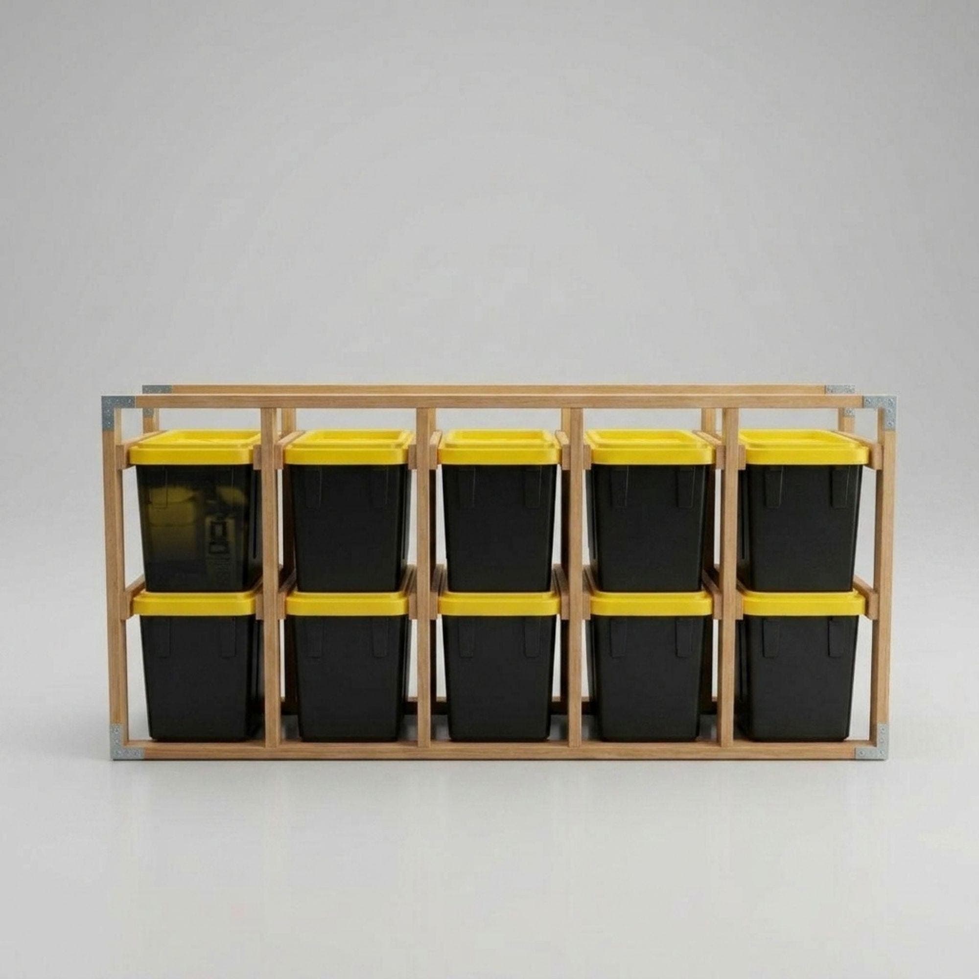 DIY 27 Gallon Tote Storage Rack Plans PDF | Heavy Duty Garage Organizer for 10 Bins | Tote Storage Rack Blueprint | Woodworking Project - view 3