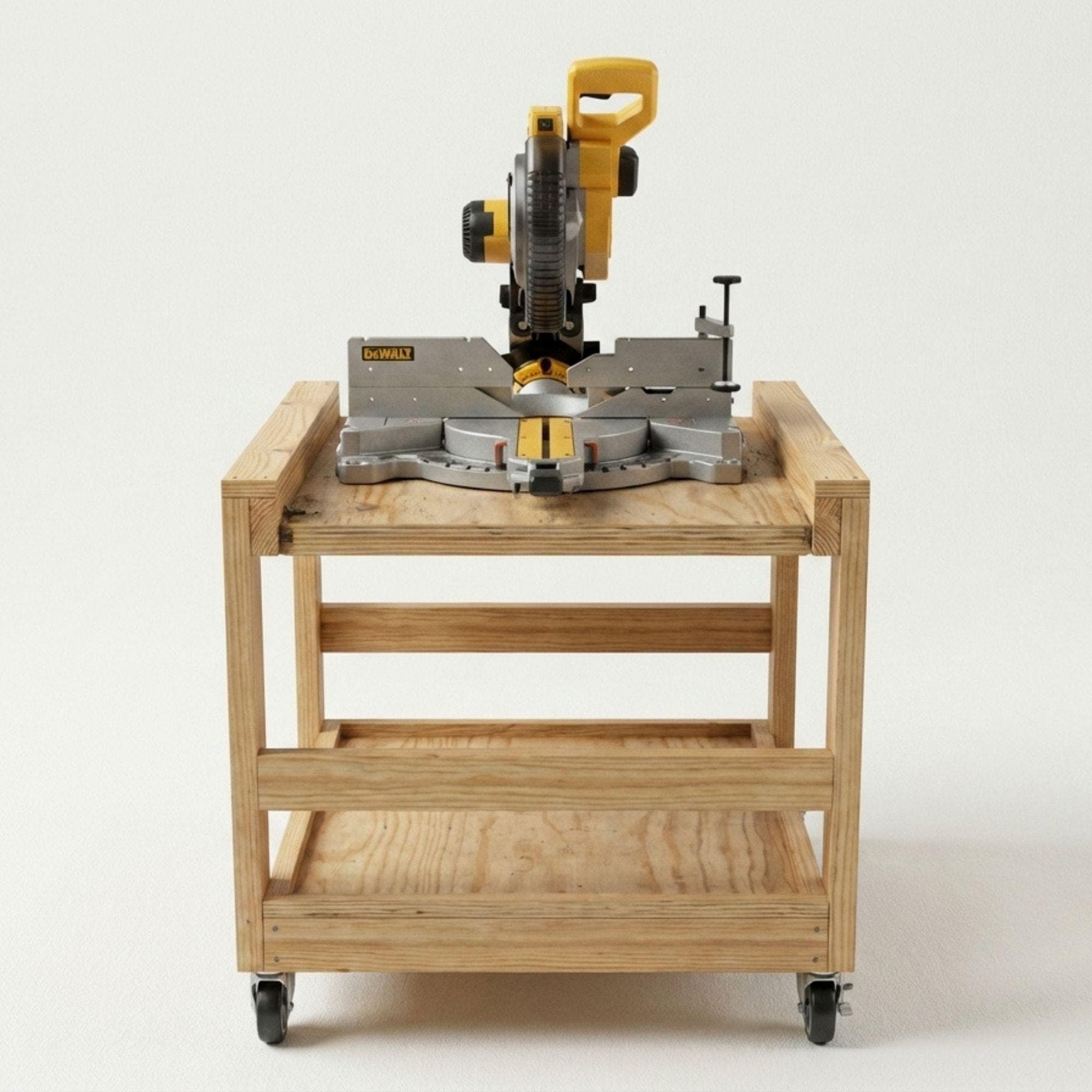 DIY Mobile Miter Saw Stand Plans PDF | Rolling Shop Cart Blueprint | Chop Saw Workbench | Tool Storage Stand Woodworking - view 5