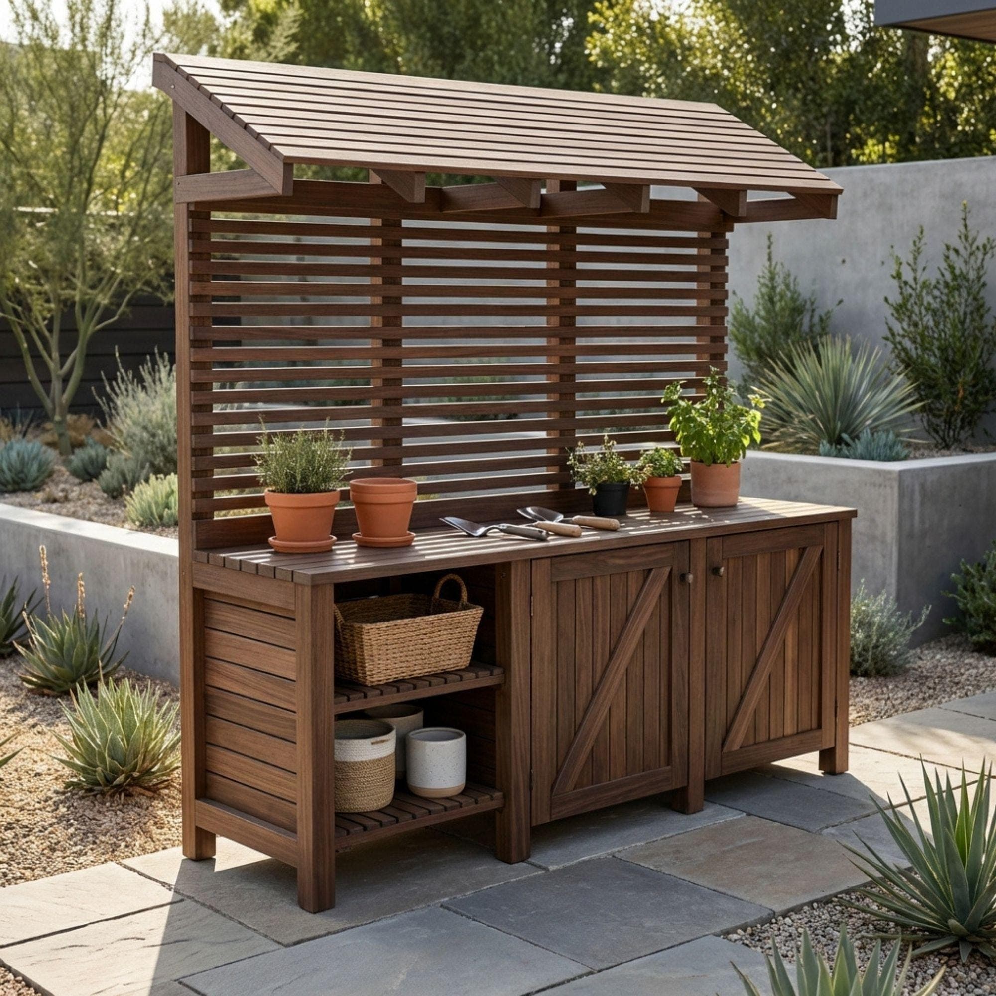 DIY Potting Bench with Storage Plans | Potting Station Blueprint | Garden Workbench PDF - view 7
