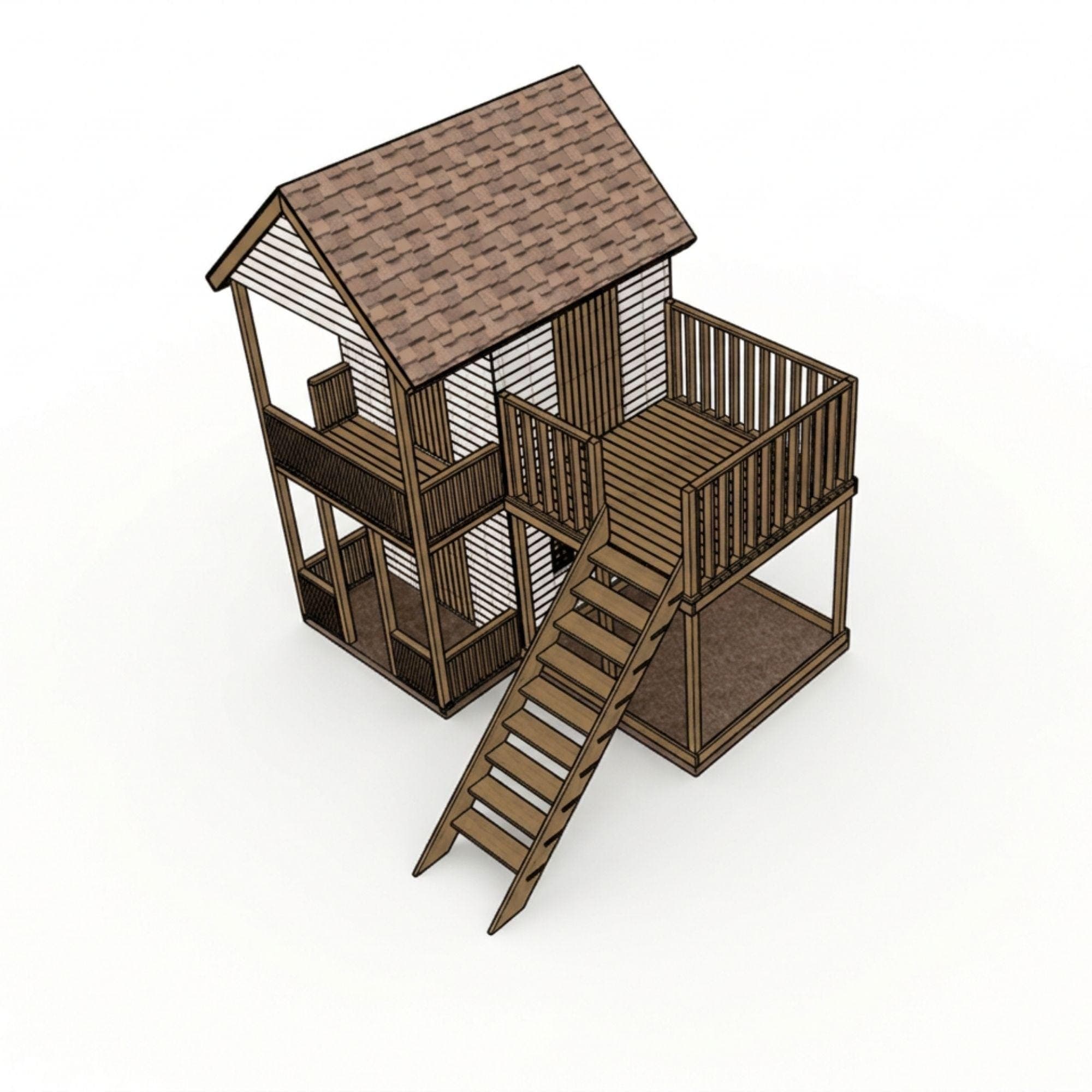 DIY 2-Story Playhouse Plans | Kids Elevated Backyard Fort Blueprint (PDF Download) - view 6