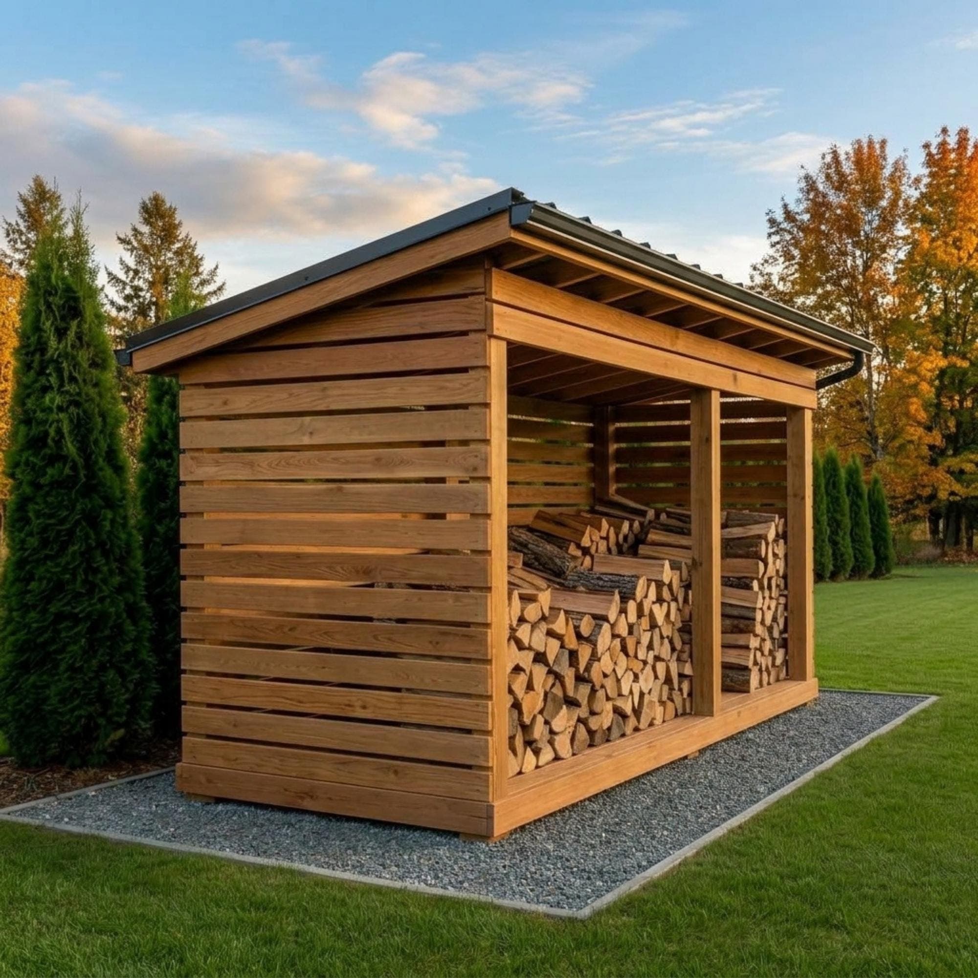 4x12 Firewood Shed DIY Plans PDF | 2 Cord Wood Storage Rack Blueprint | Large Dry Wood Shelter - view 7