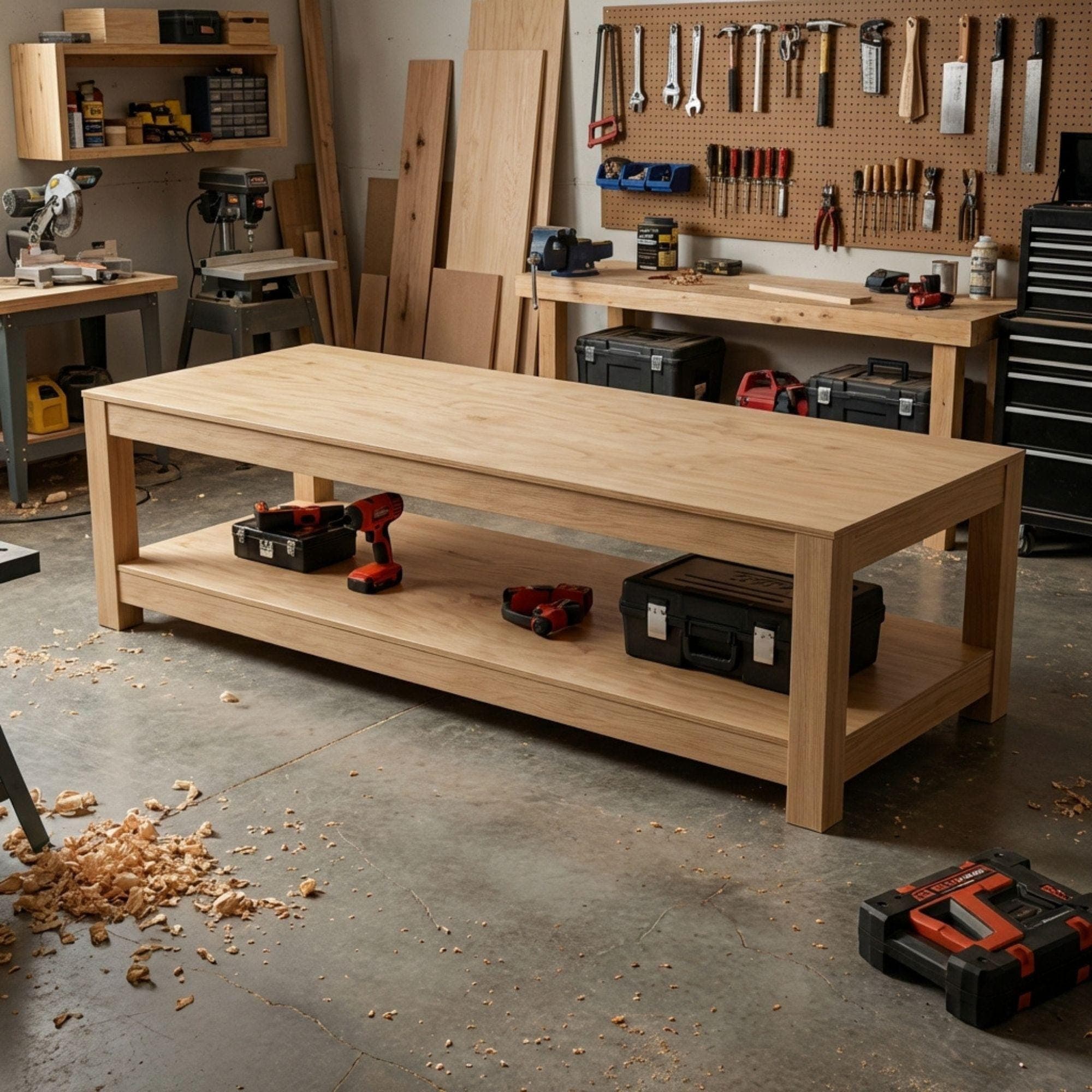 DIY Farmhouse Bench Plans | Entryway Shoe Storage Blueprint (PDF Download) - view 4