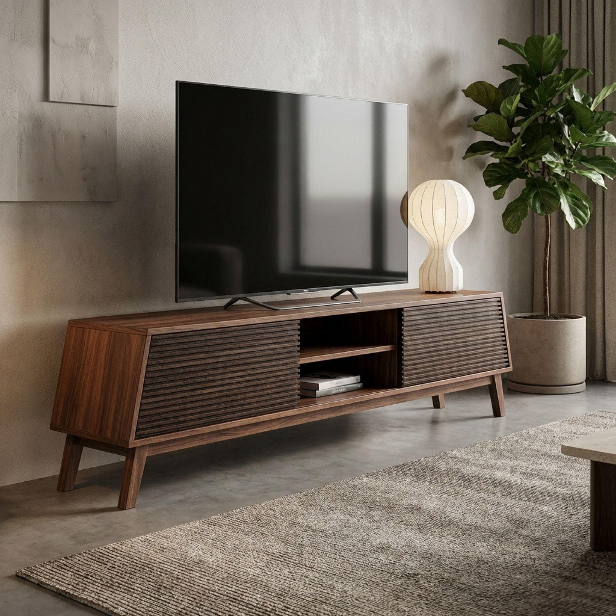 Mid Century Modern TV Console Plans | Slatted Doors Woodworking PDF - view 3