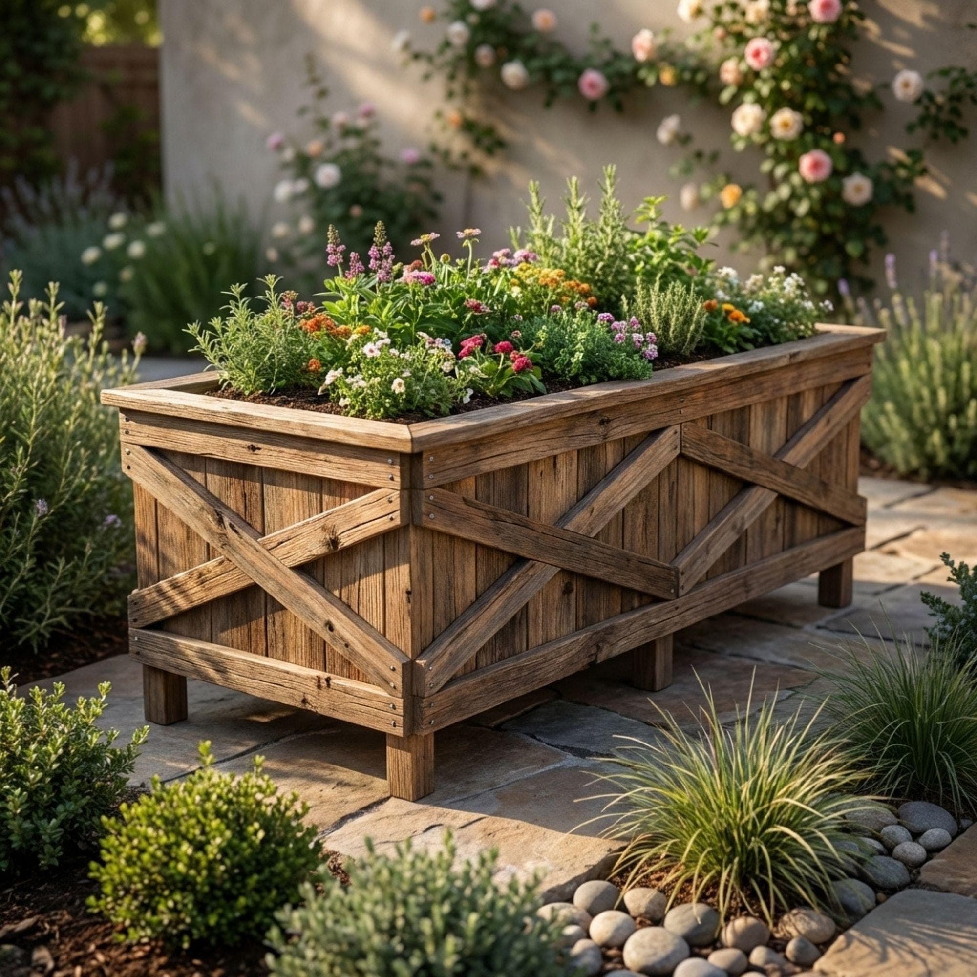 DIY Raised Planter Bed Plans PDF | Wooden Elevated Garden Box Blueprint | Rustic Barn Door Planter | Vegetable Garden Bed Woodworking - view 6