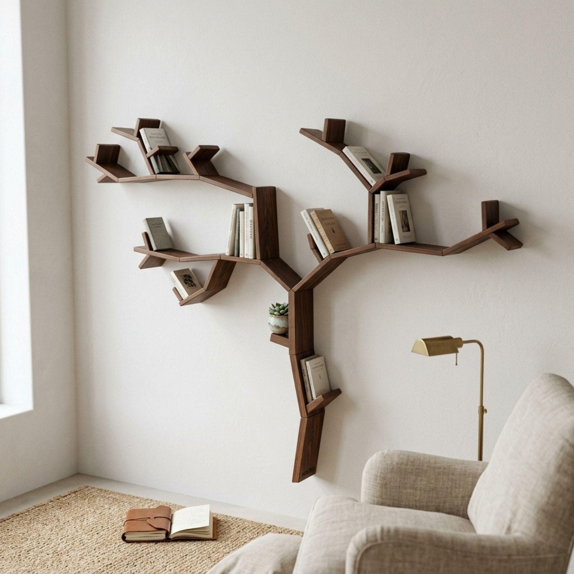 DIY Tree Bookshelf Plans PDF | Artistic Branch Wall Library Blueprint | Unique Floating Bookcase | Nature Inspired Woodworking Plan - view 7