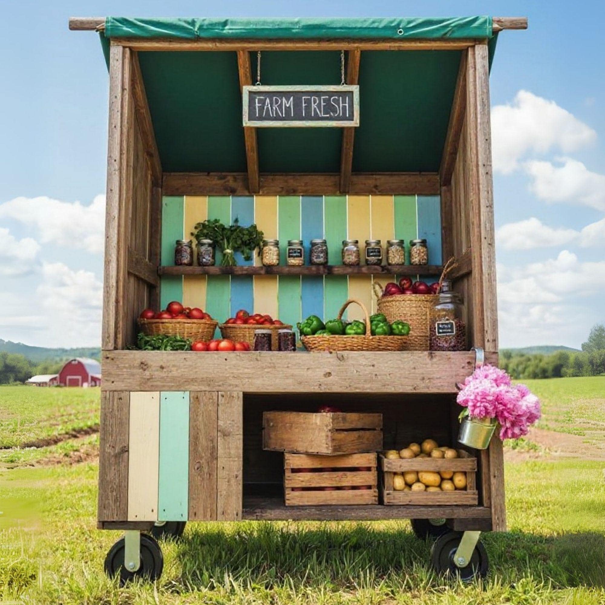 Farmstand Plans | Mobile Flower Stand Cart | Farmers Market Display | Roadside Fruit & Vegetable Stands | Bakery Cart Plans - view 5