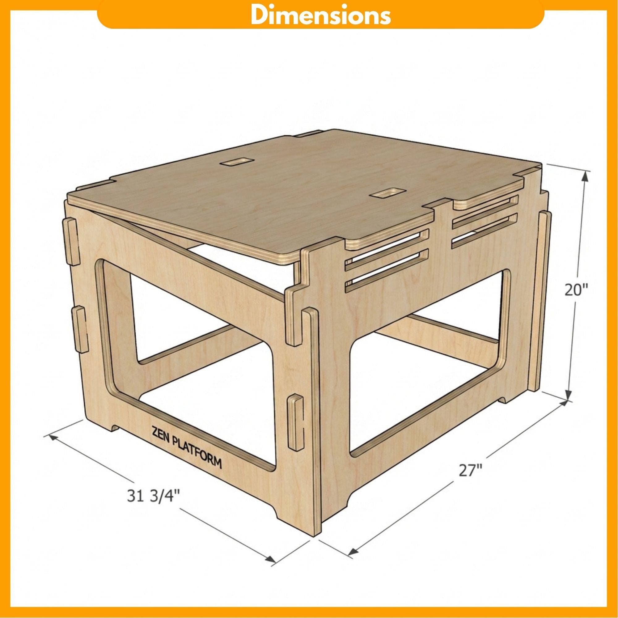 DIY Meditation Table Plans PDF | Wooden Zen Platform Blueprint | Ergonomic Yoga Bench | Slanted Floor Seating Stool - view 2