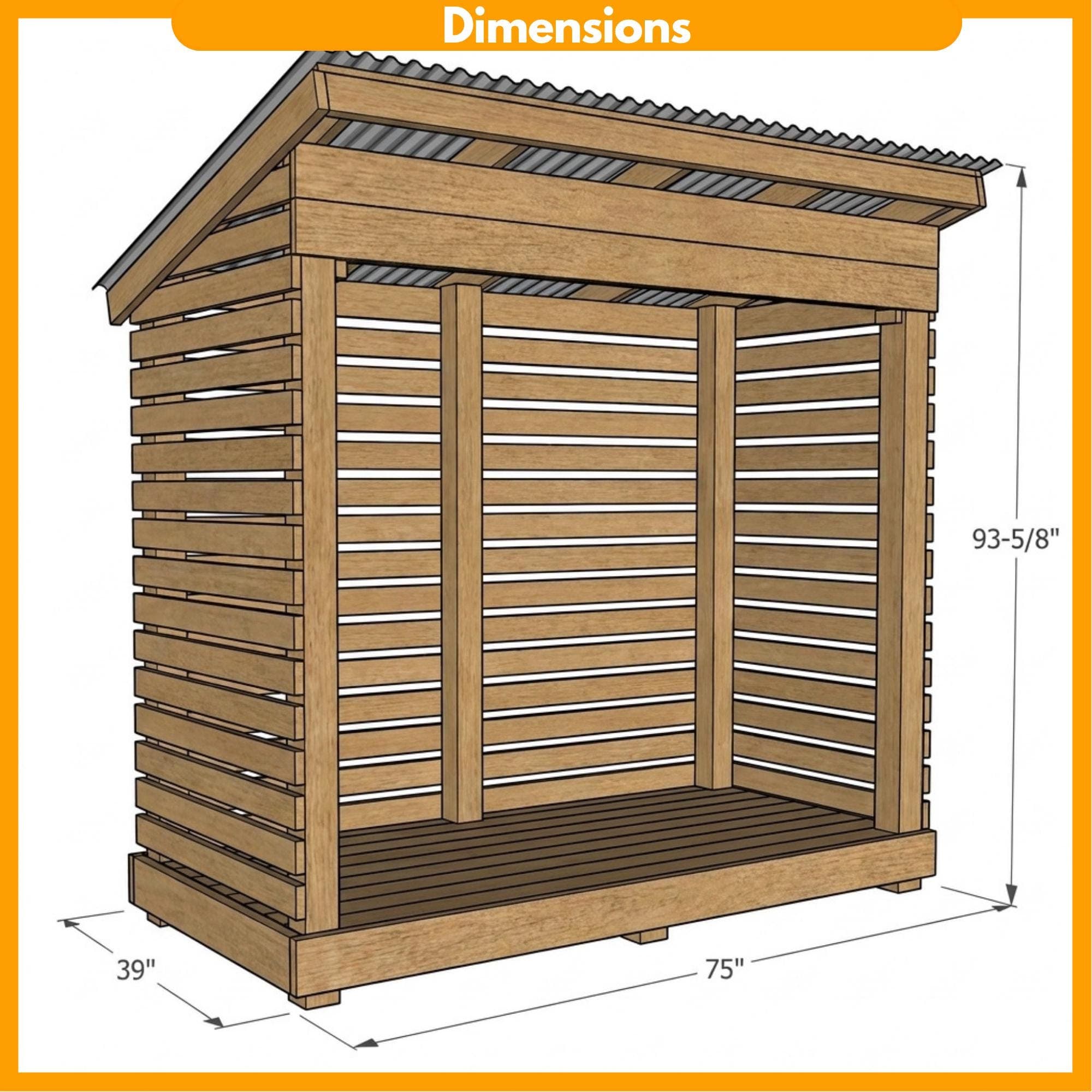 3x6 Firewood Shed DIY Plans PDF | Small Wood Storage Rack Blueprint |  Dry Wood Shelter - view 2