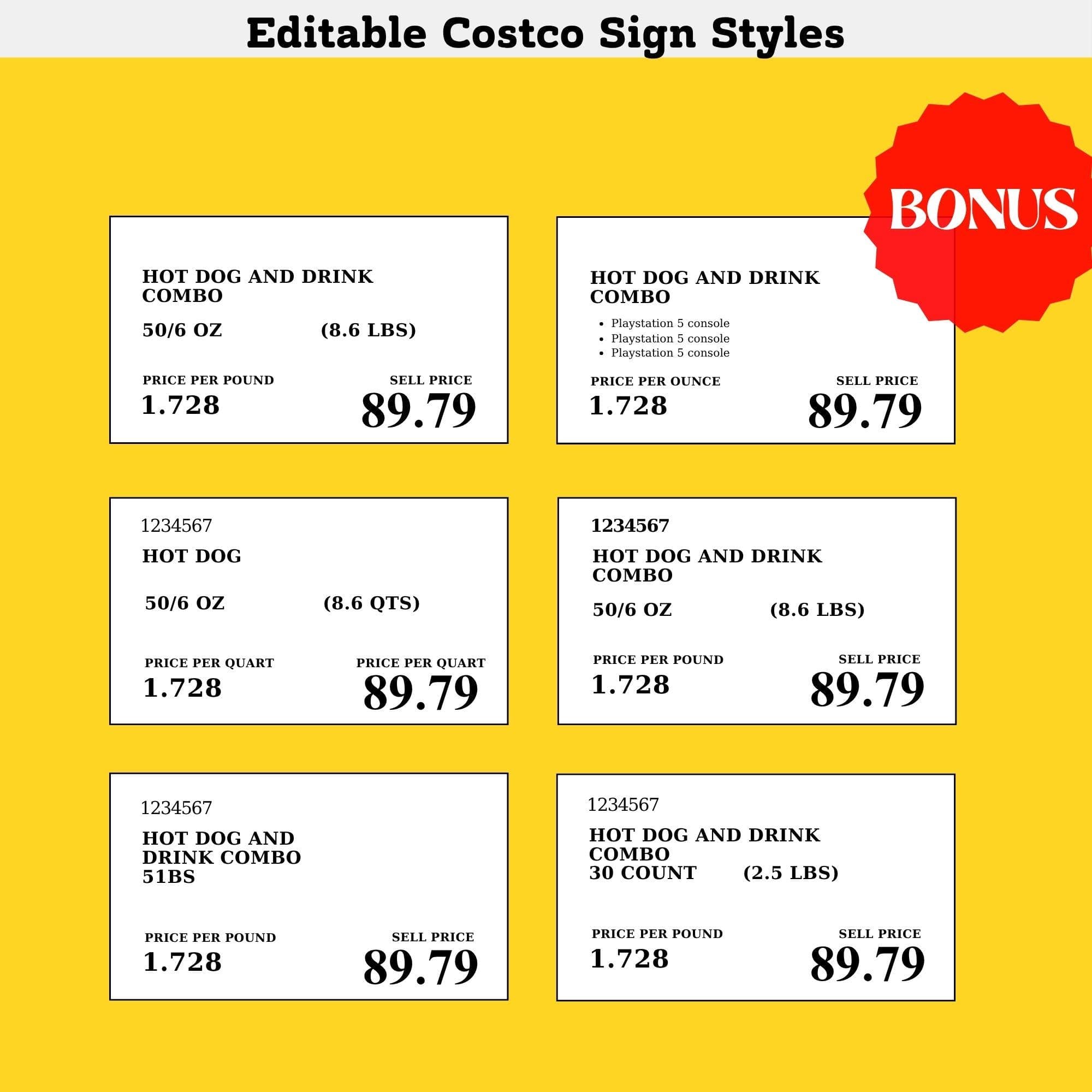 Costco Food Court Sign | Printable Menu, Price Tag (Digital Download) - view 7