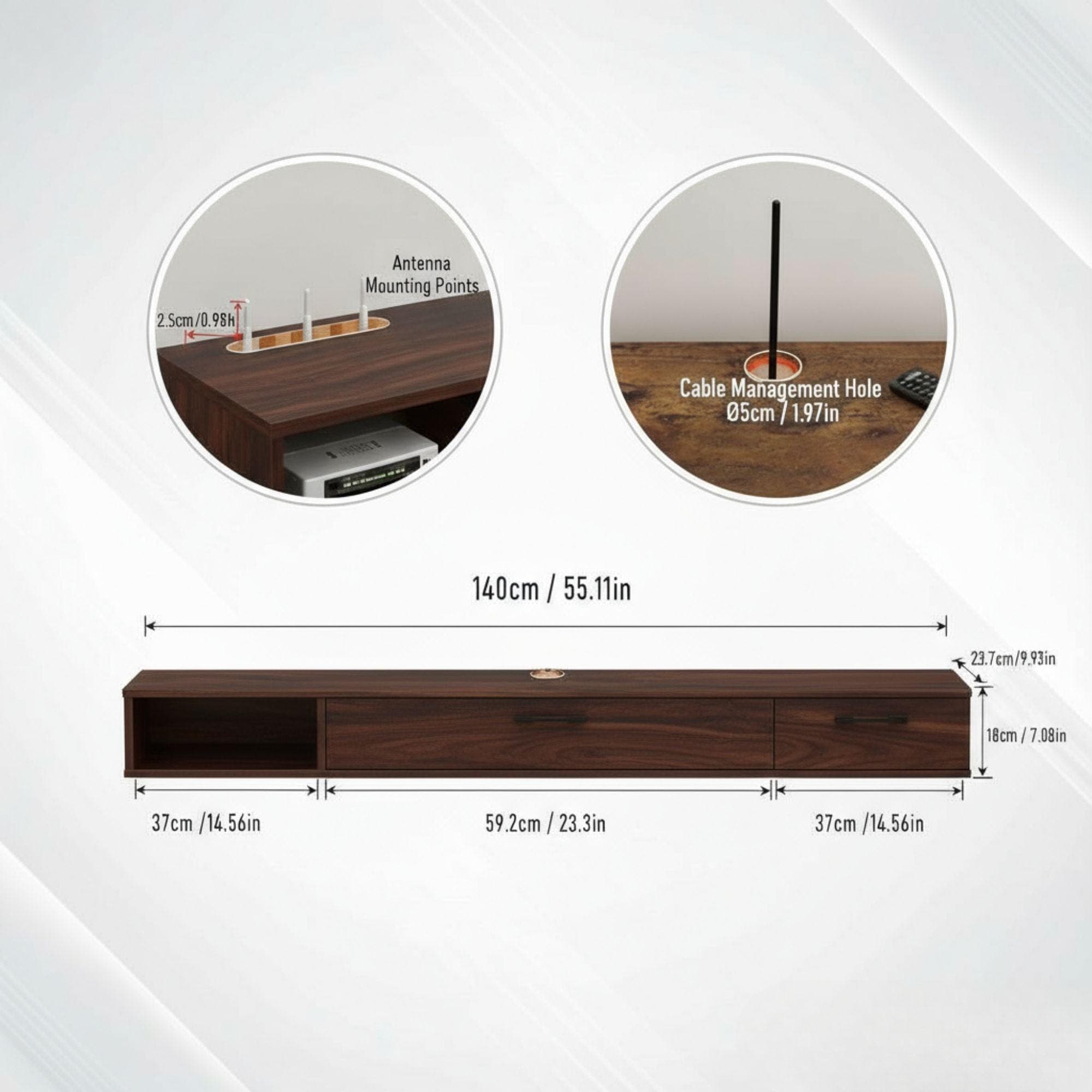 Floating TV Console Plan: Modern Walnut Wall-Mounted Design (Digital Download) - view 6