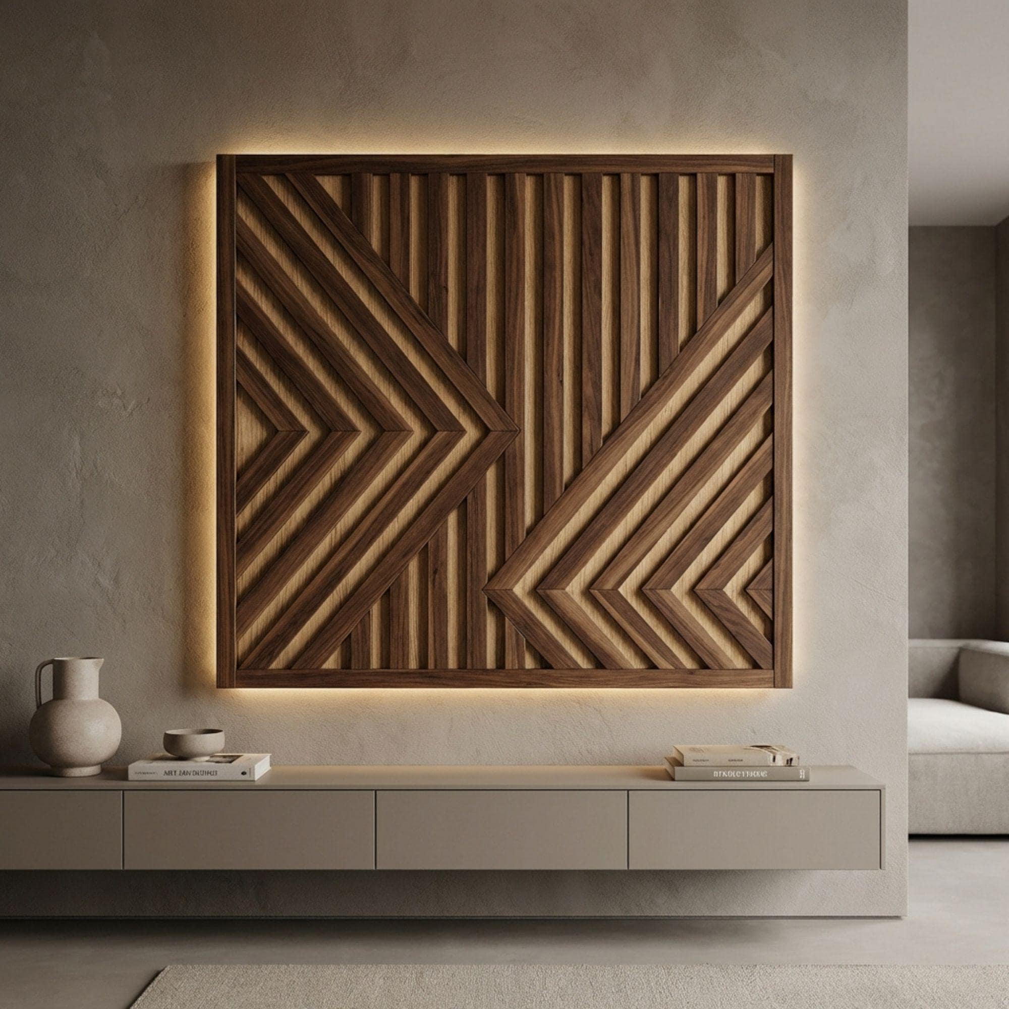 Geometric Wood Wall Art Plans | Large Chevron Blueprint (PDF Download) - view 6