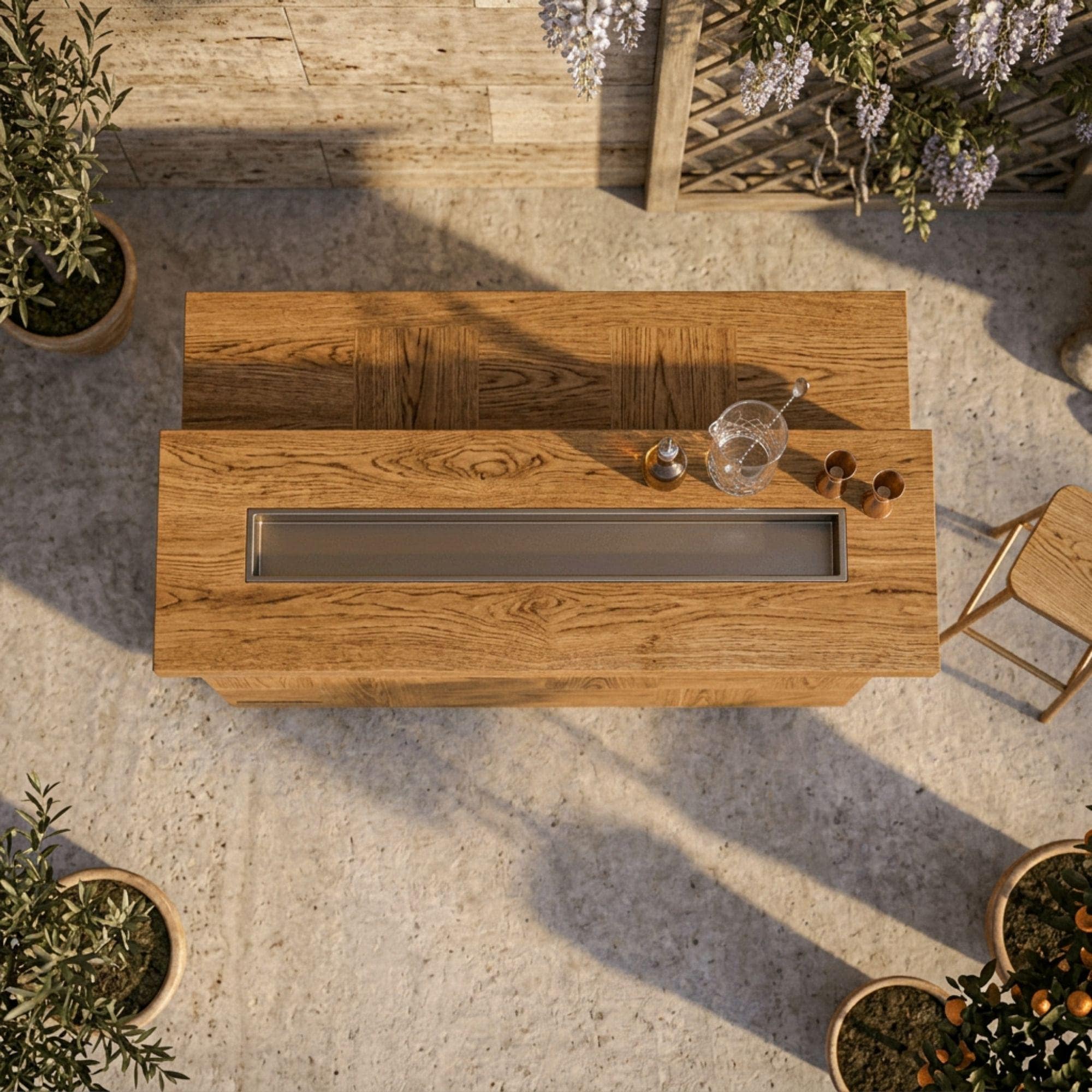 DIY Outdoor Bar Plans | Two Tier Home Bar Blueprint | Wooden Patio Bar Design PDF - view 6