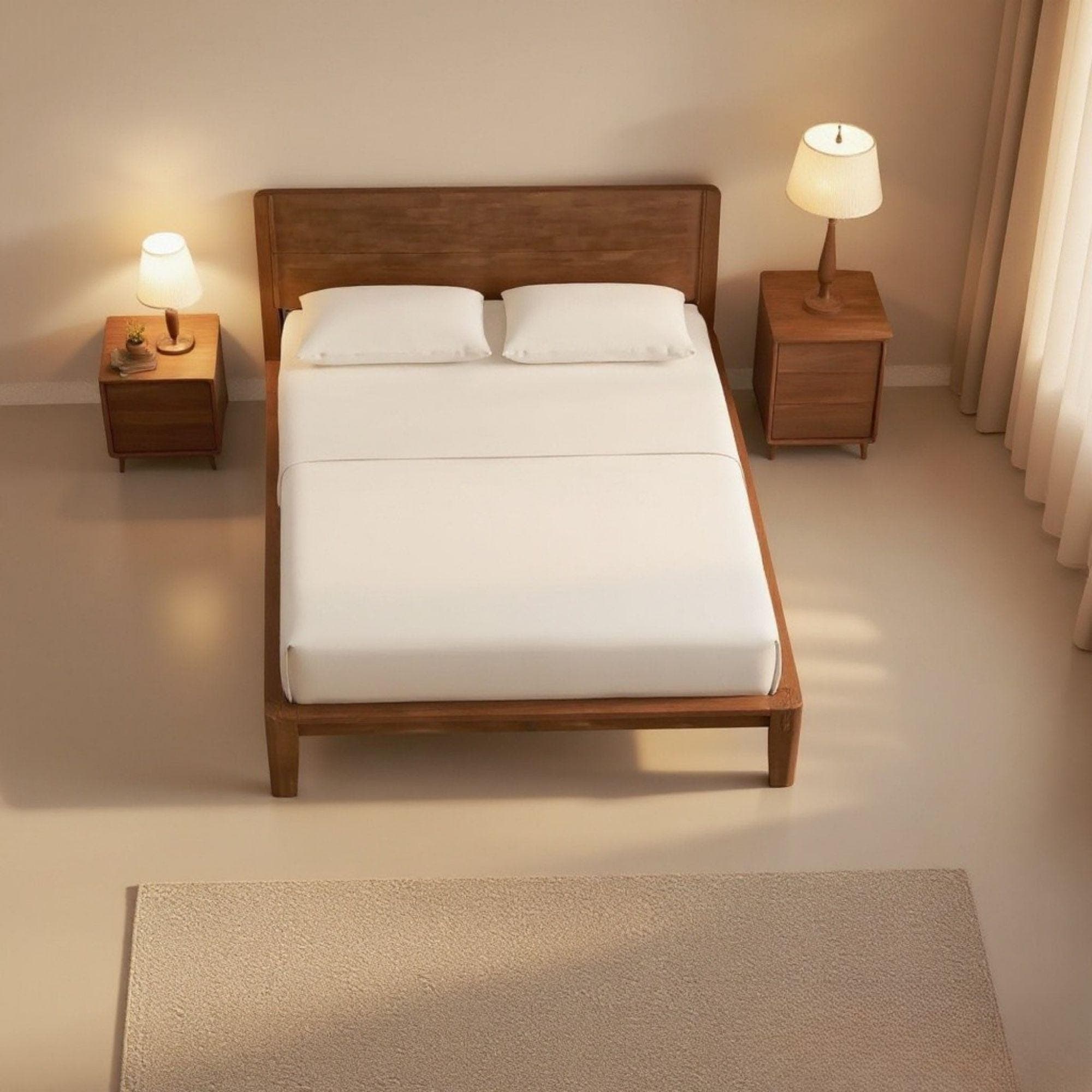 Bed Frame Queen with Headboard | Bed Frame Plans | DIY Wooden Bed Frame | Floating King Size Bed Frame | Rustic, Solid Wood Bed Design - view 3