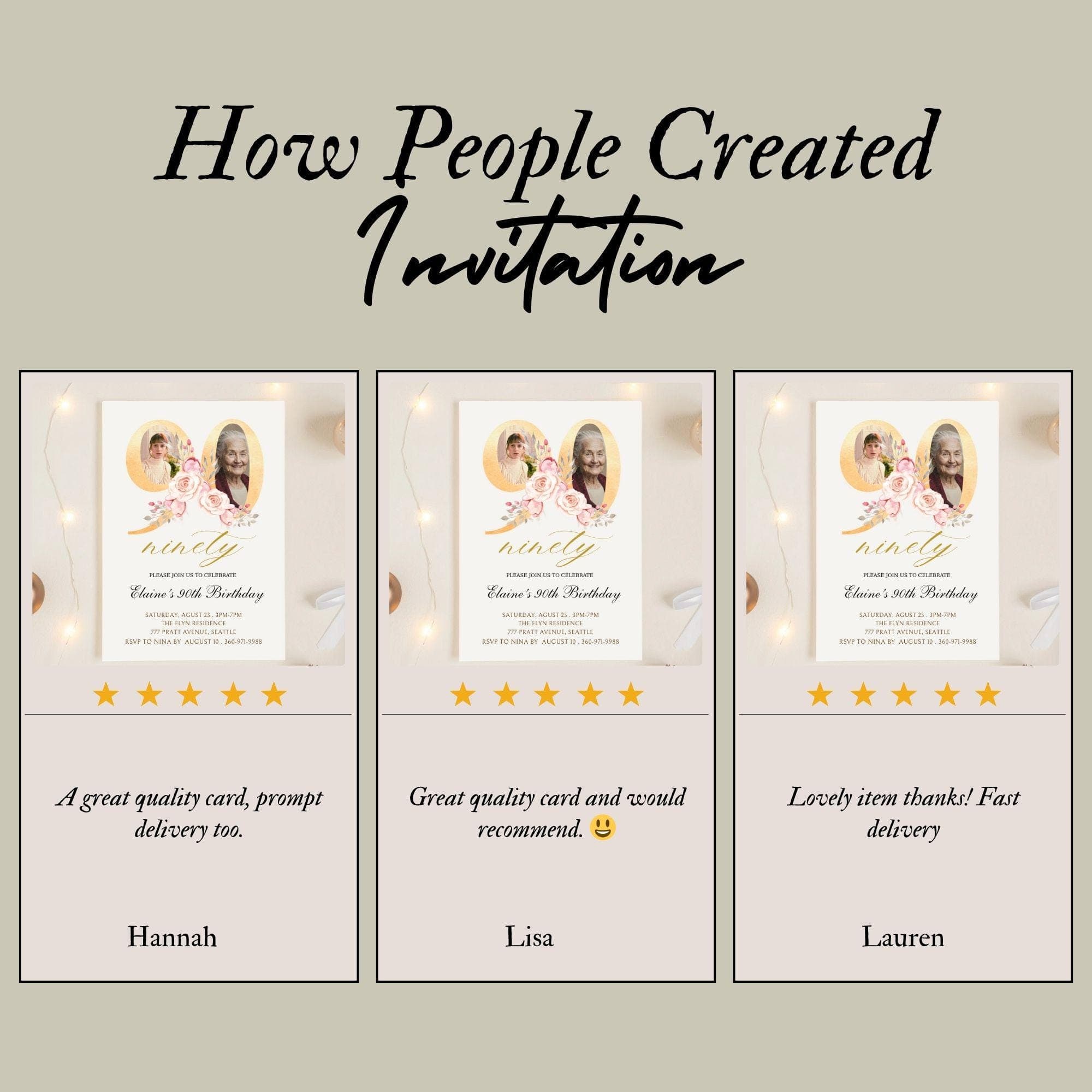 Floral 90th Birthday Invitation | Photo Keepsake (Digital) - view 8
