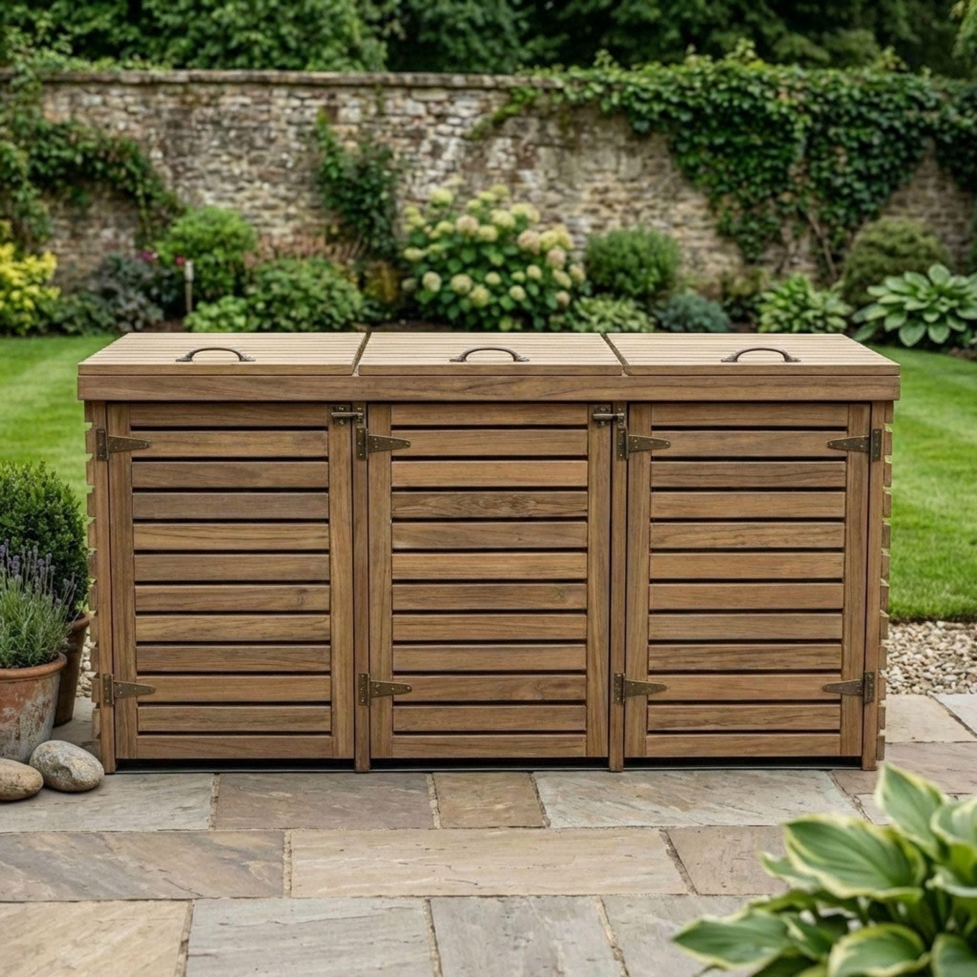 DIY Triple Wheelie Bin Storage Plans PDF | Wooden Trash Can Enclosure Blueprint | 3-Bay Garbage Shed | Outdoor Bin Hideaway Woodworking - view 5