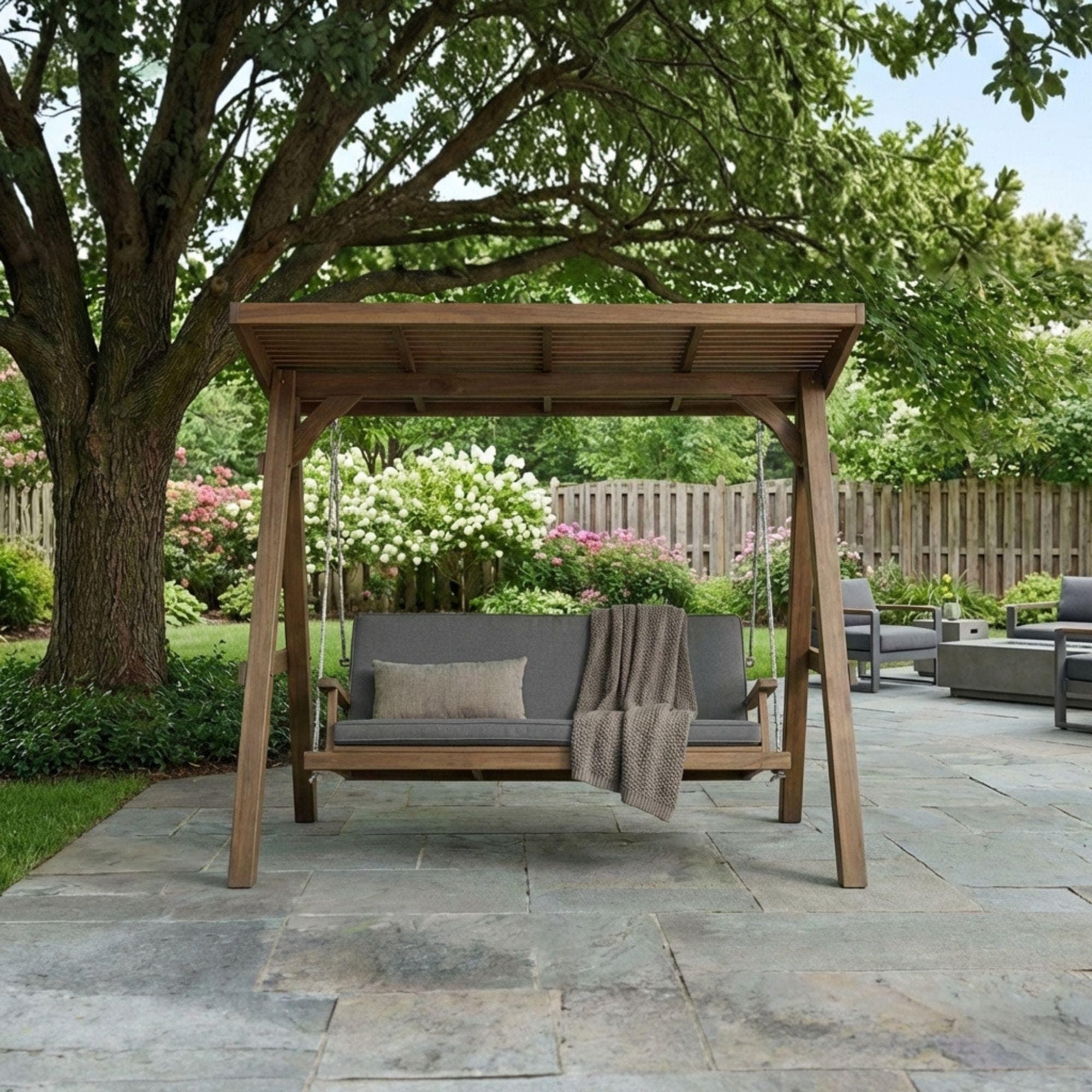 Covered Garden Swing Plans | DIY A-Frame Bench with Roof (PDF Blueprint - view 3