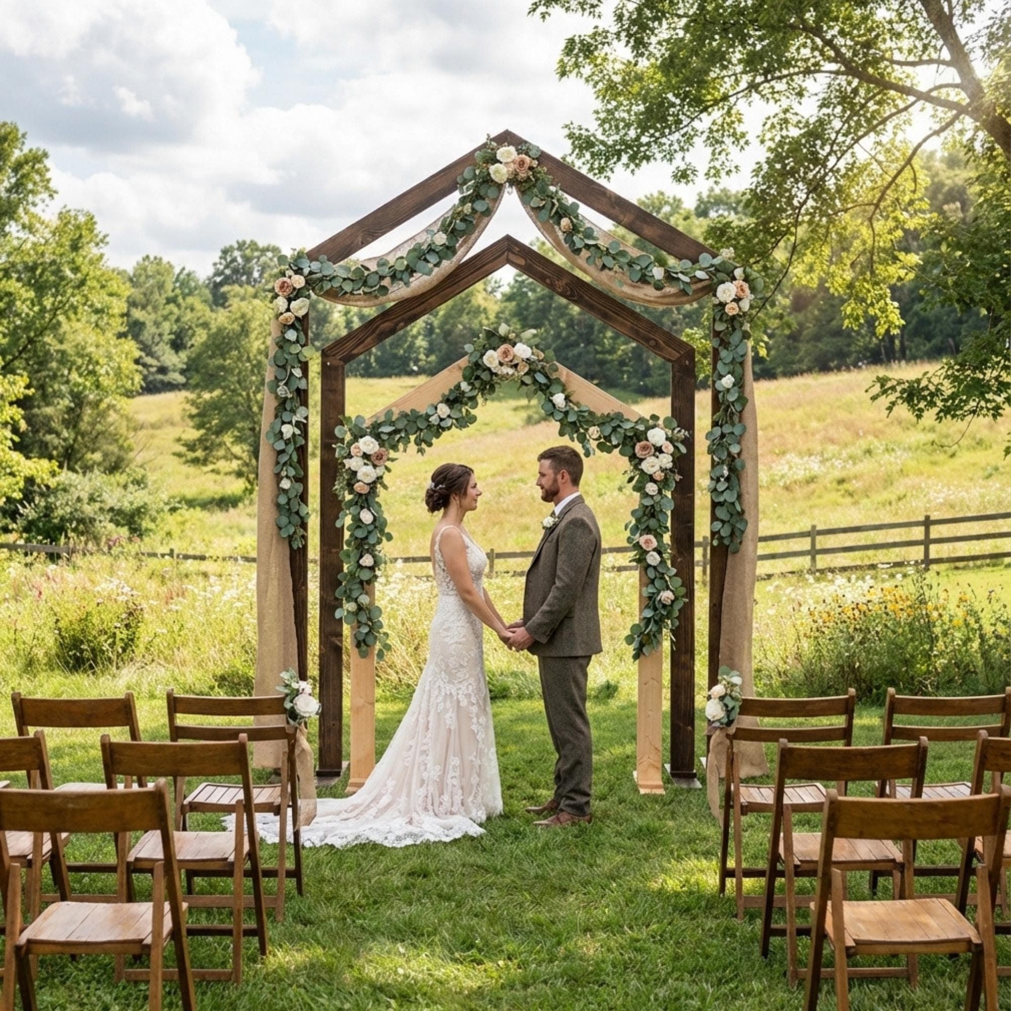 DIY 3-Piece Wedding Arch Plans PDF | Tall Church Arch Backdrop | Pointed Wooden Arbor Blueprint | Rustic Outdoor Ceremony Woodworking - view 6