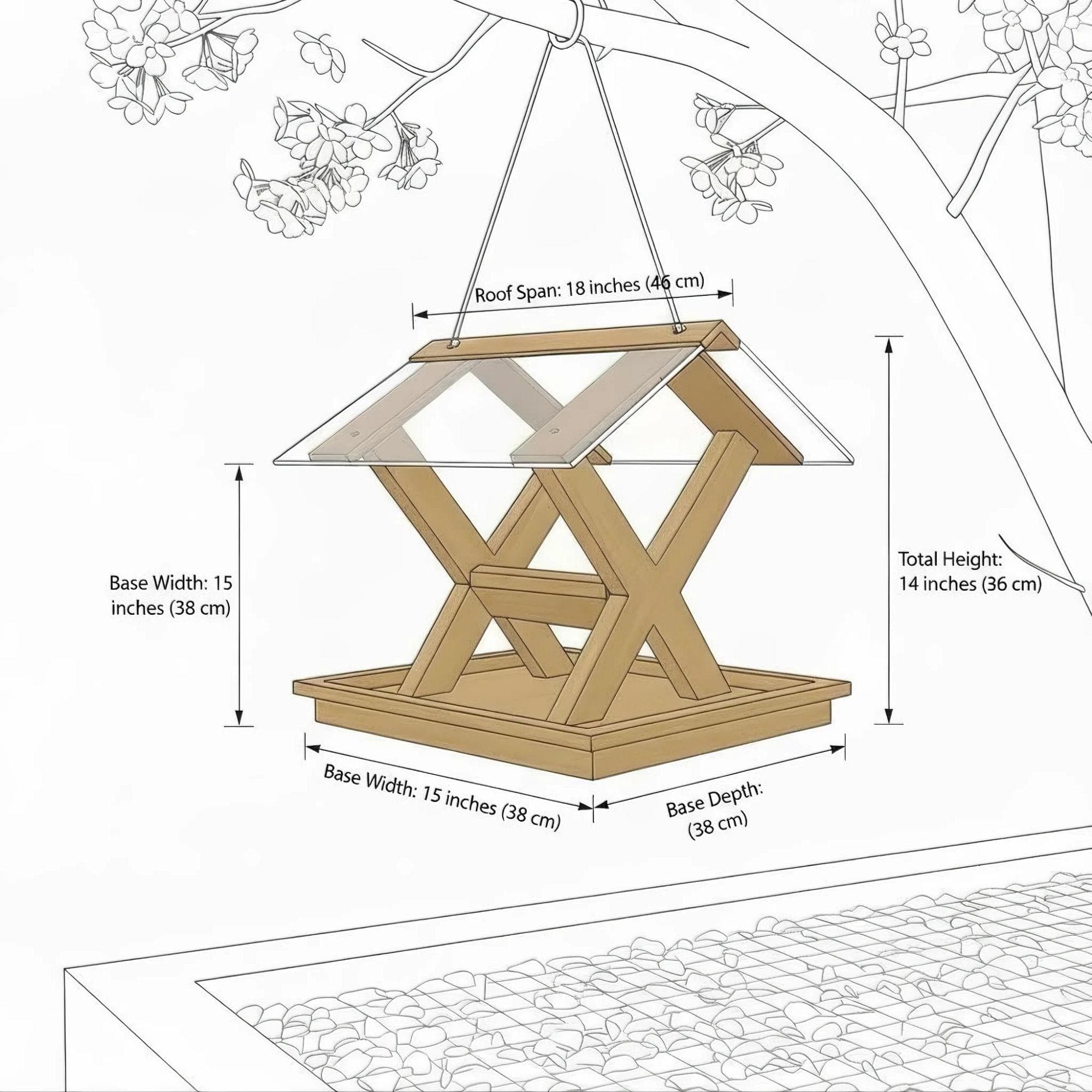 Modern Bird Feeder Plans | Hanging X-Frame Design (PDF) - view 2