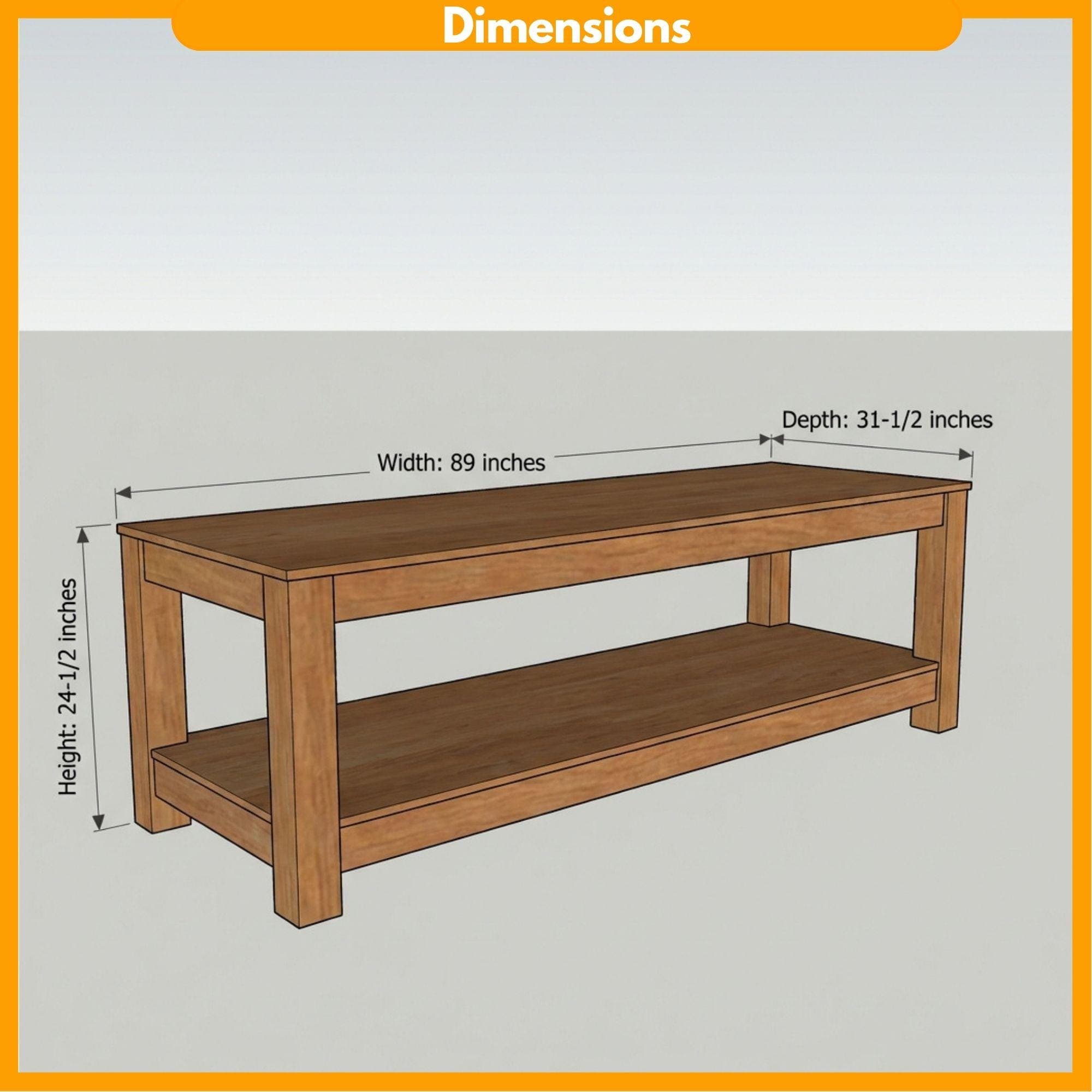 DIY Farmhouse Bench Plans | Entryway Shoe Storage Blueprint (PDF Download) - view 2