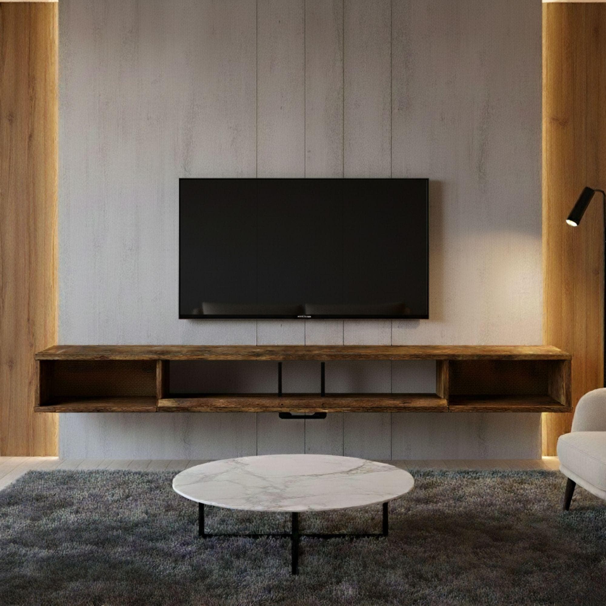 Floating TV Console Plan: Modern Walnut Wall-Mounted Design (Digital Download) - view 3
