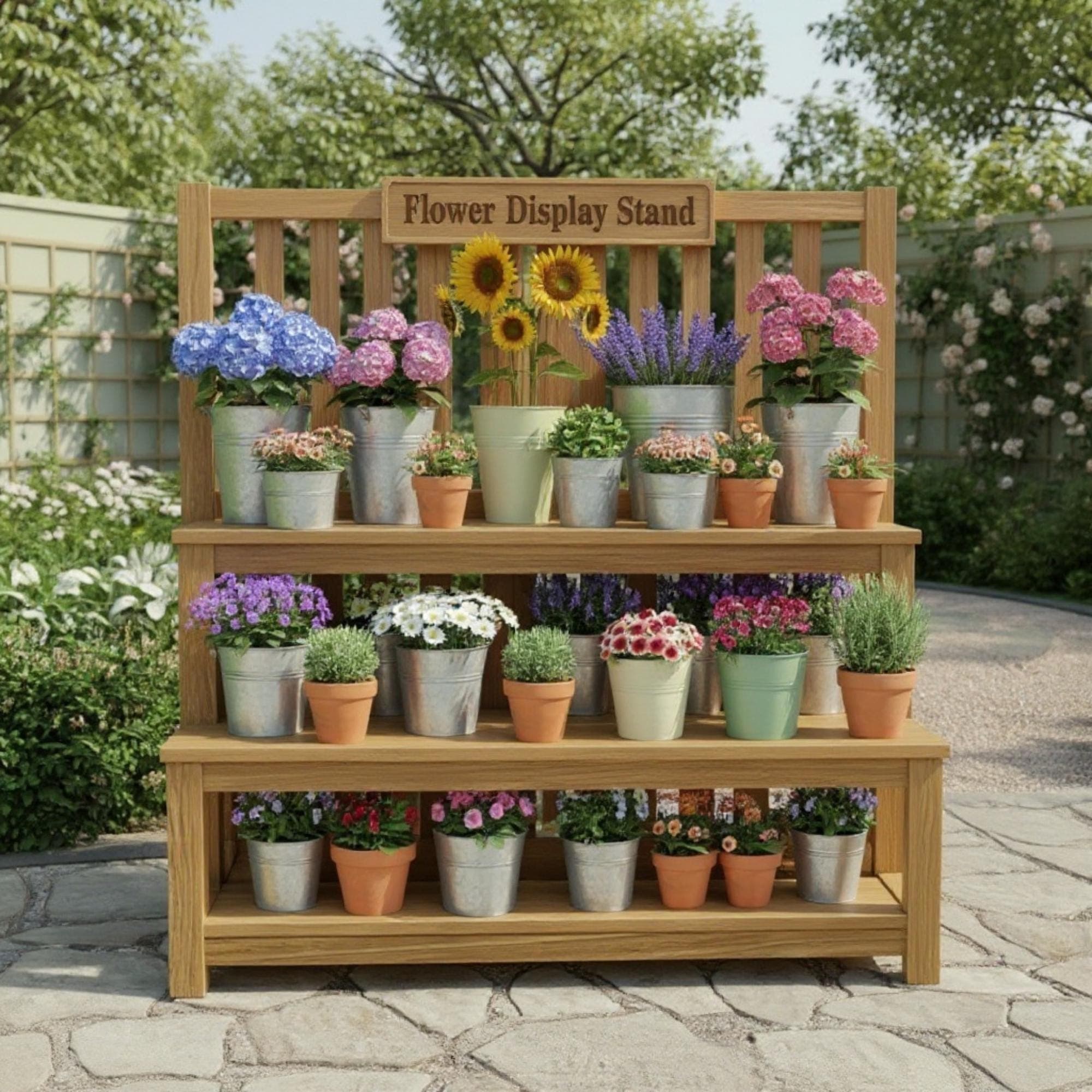 DIY Tiered Flower Display Stand Plans: Large Wood Planter (PDF Pattern) - view 2