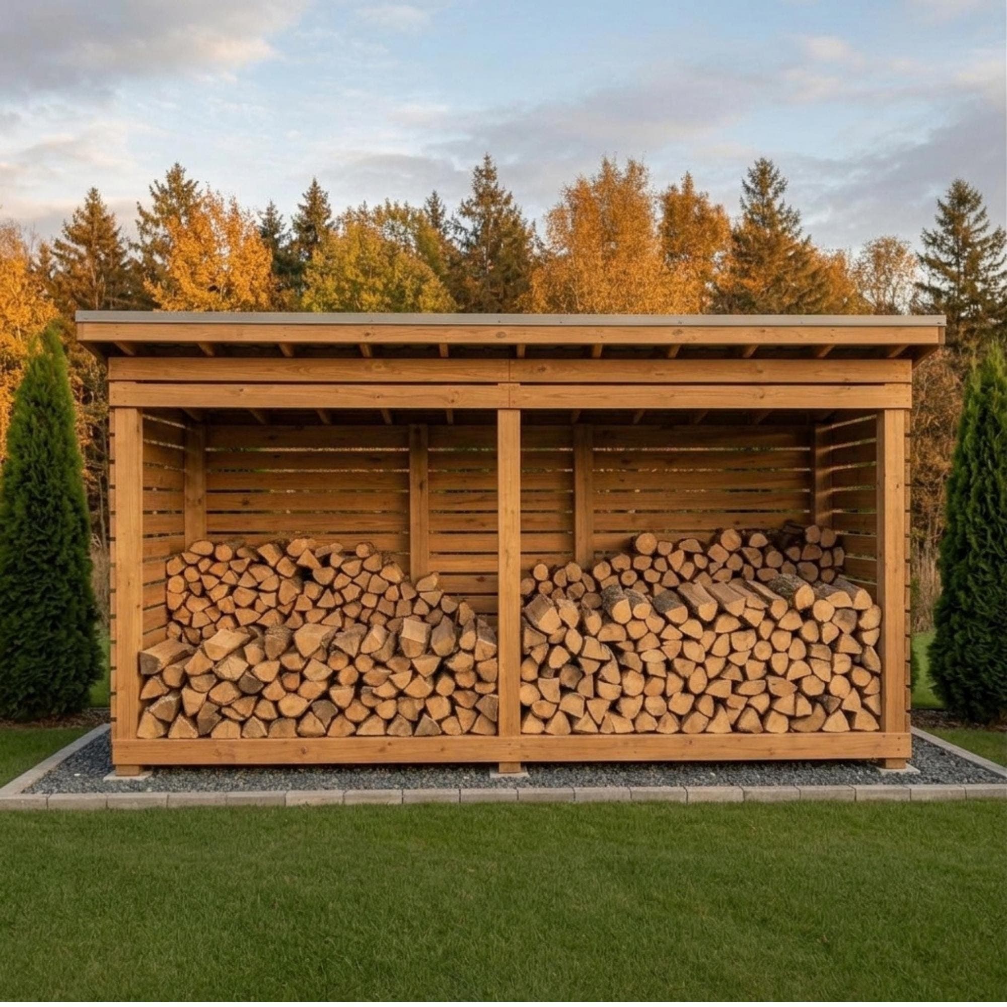4x12 Firewood Shed DIY Plans PDF | 2 Cord Wood Storage Rack Blueprint | Large Dry Wood Shelter - view 3