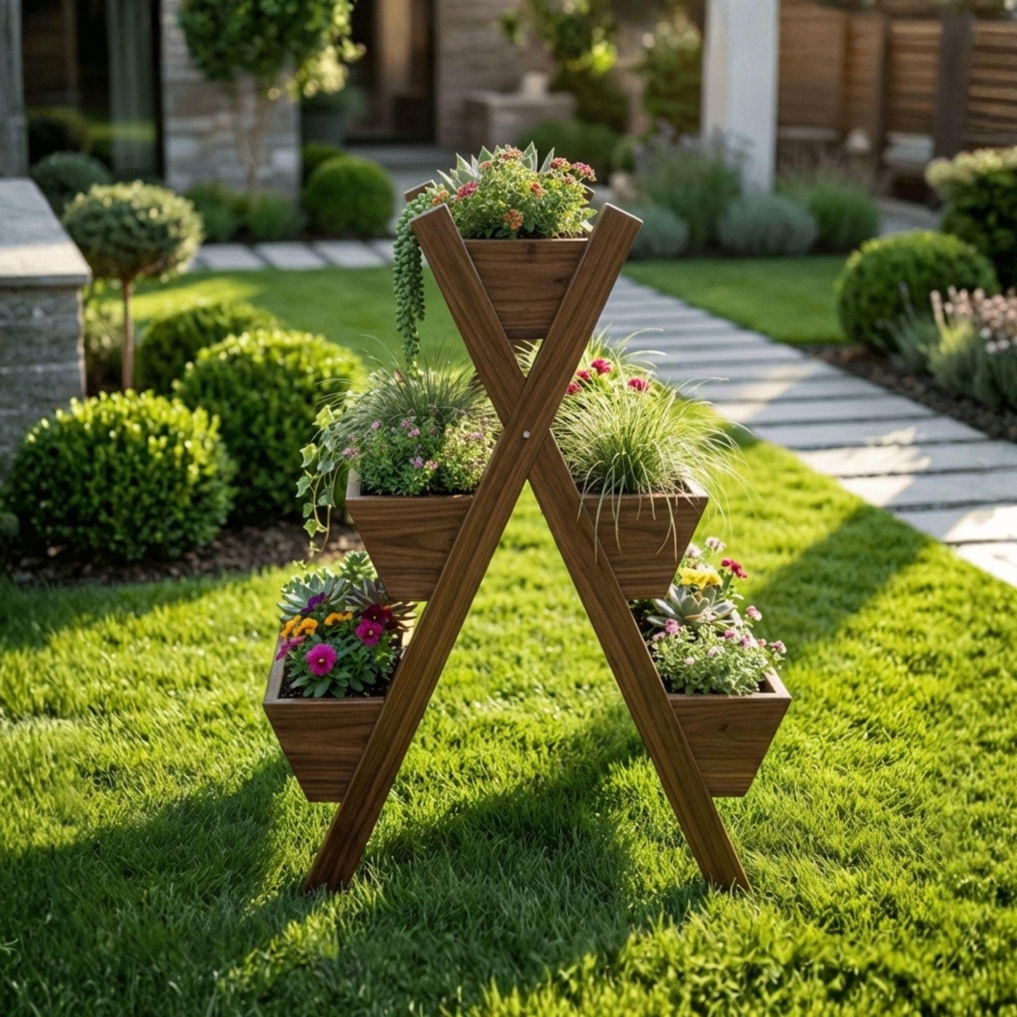 Tiered Flower Box Woodworking Plans | Vertical Garden Planter Stand Blueprint (Digital Download) - view 5