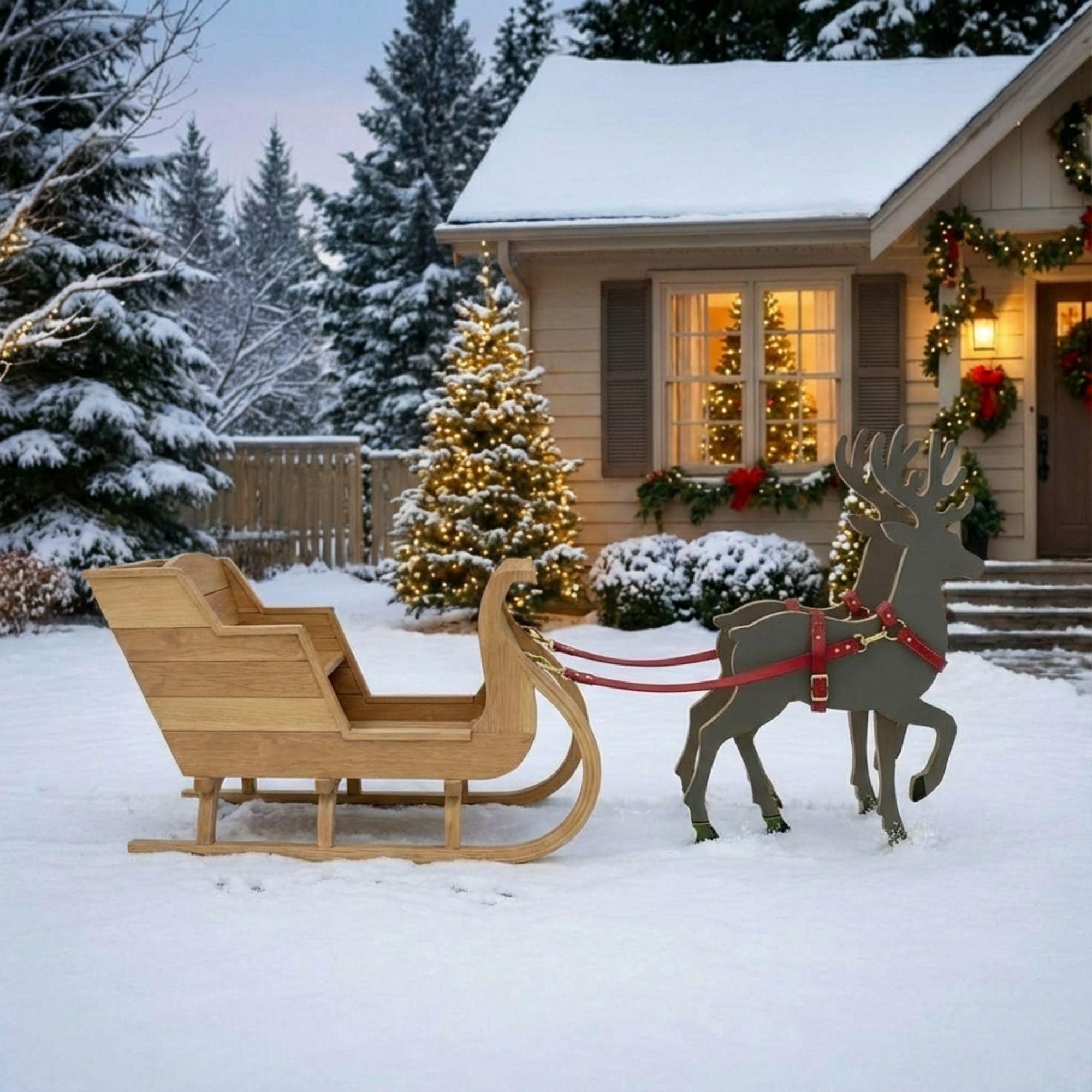 DIY Santa Sleigh & Reindeer Plans | Life-Size Outdoor Christmas Yard Display | Wooden Holiday Decor Blueprint | Digital PDF Pattern - view 6