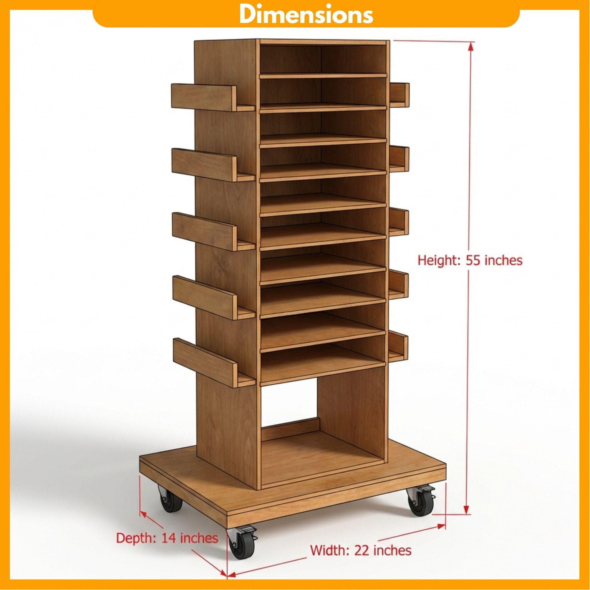 DIY Rolling Tool Station Plans | Mobile Tool Storage Cabinet PDF | Wood Tool Cabinet on Wheels | Hobby Organizer Cart | Garage Storage - view 2