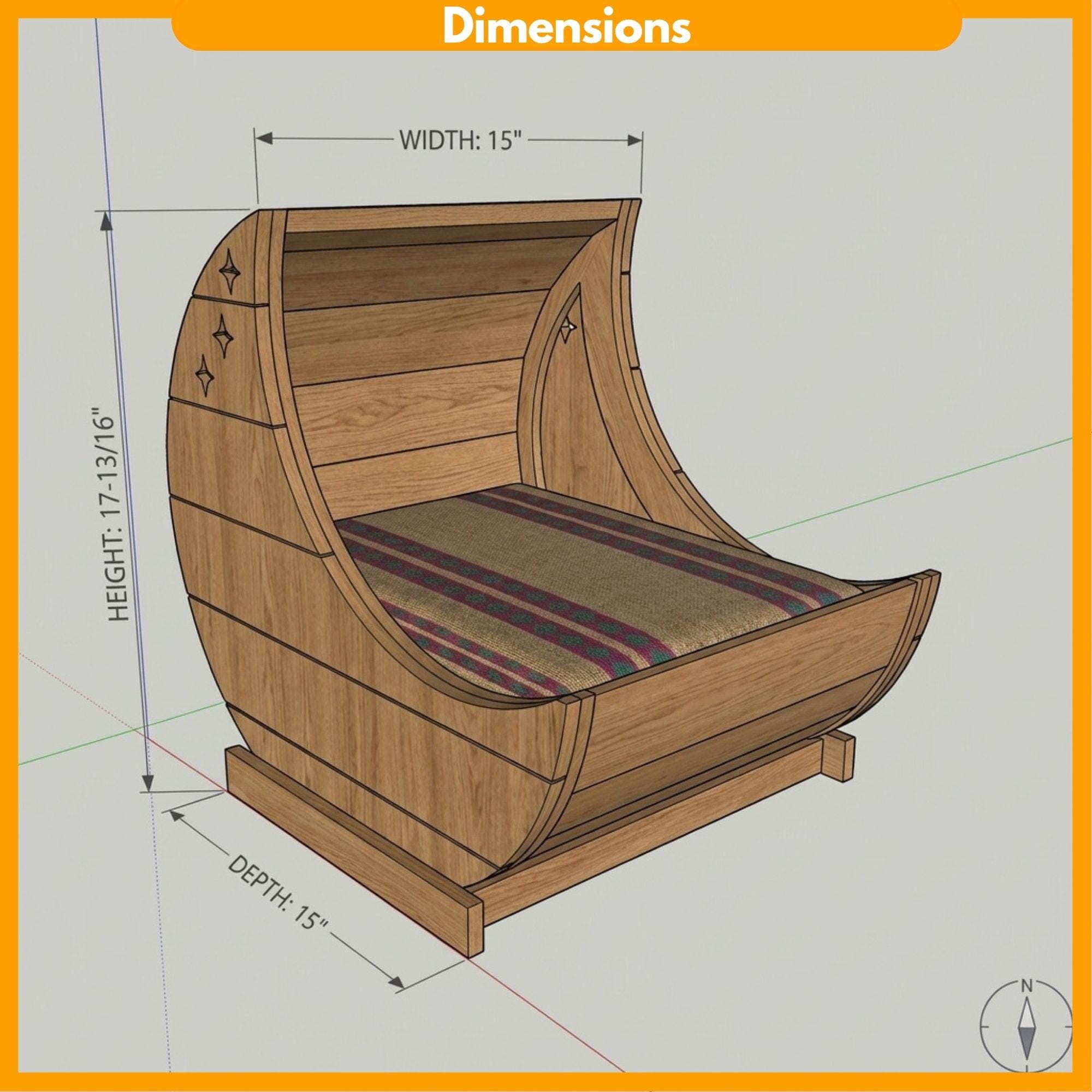 DIY Wooden Pet Bed Plans PDF | Moon Shaped Cat & Dog Bed Blueprint | Baby Cradle Wood Plan | Custom Wooden Pet Furniture - view 2