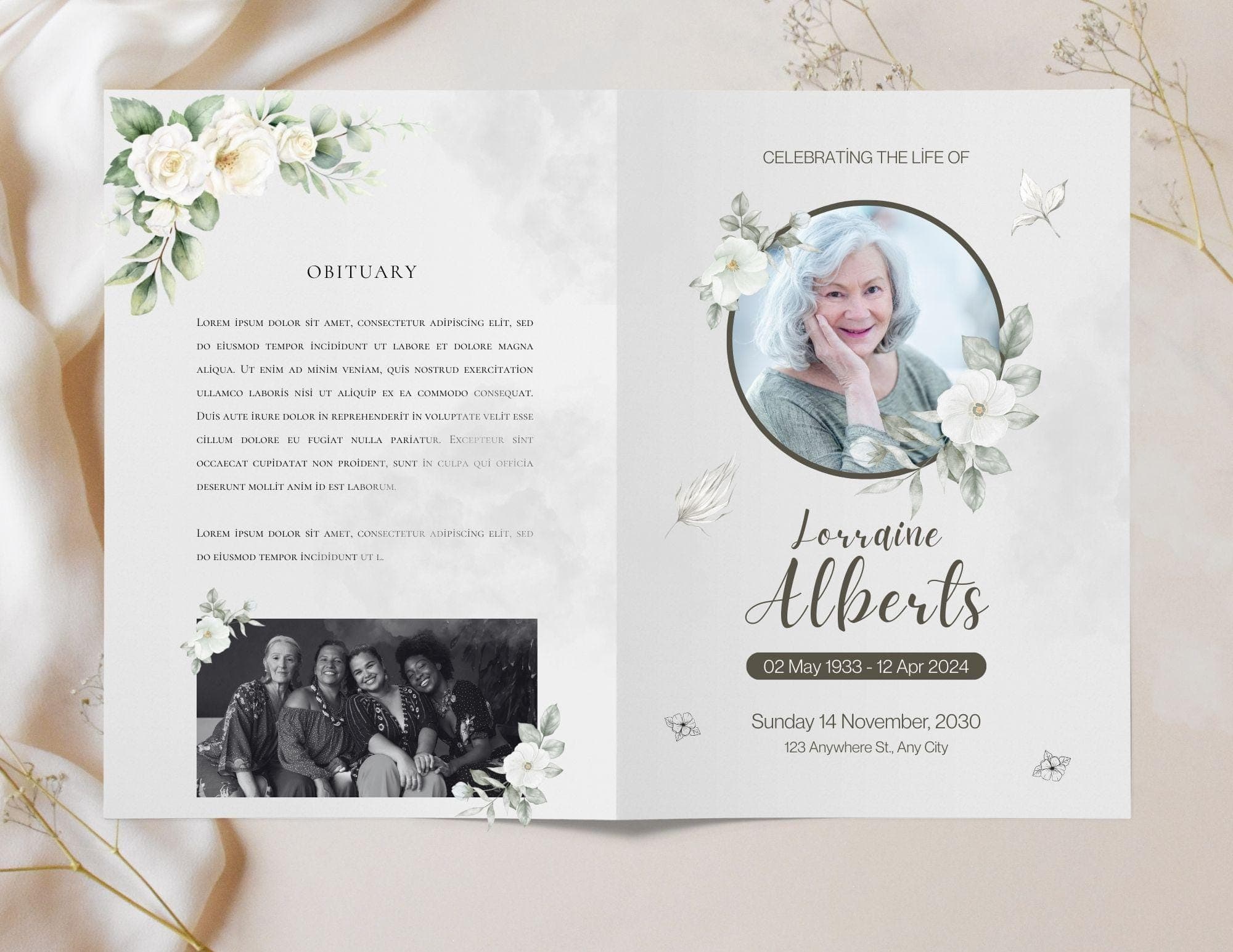 Eucalyptus Funeral Program Template | Celebration of Life (Instant Download) - view 2