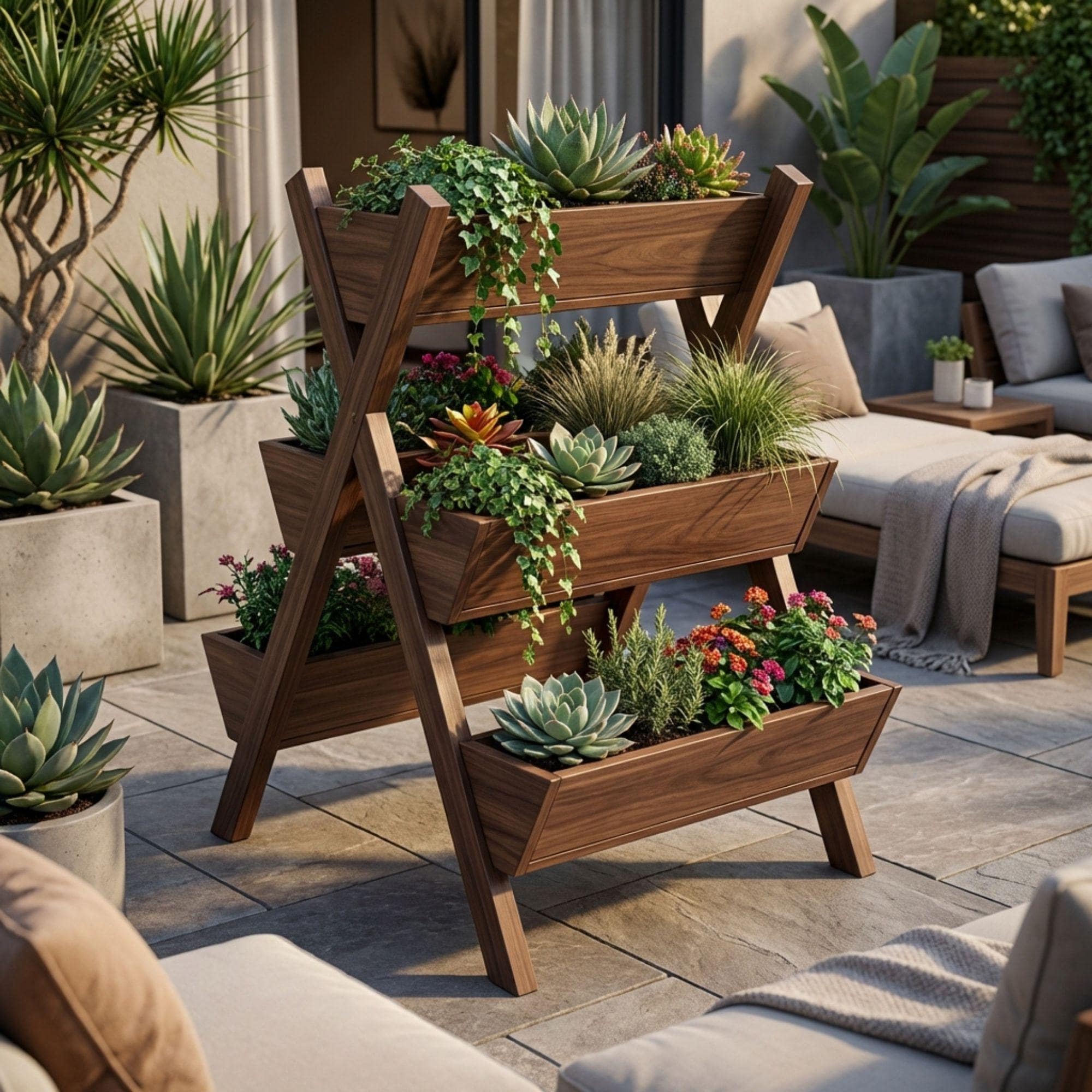 Tiered Flower Box Woodworking Plans | Vertical Garden Planter Stand Blueprint (Digital Download) - view 3