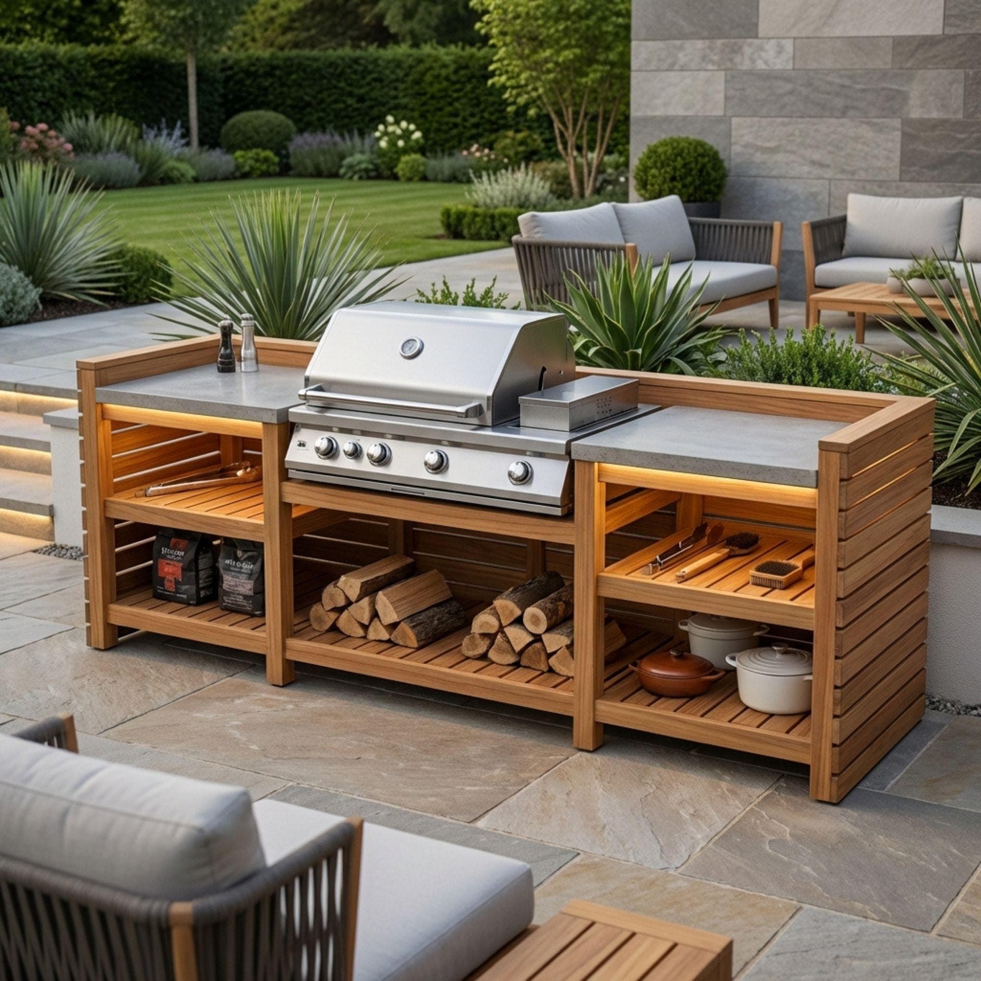 DIY Outdoor Grill Station Plans | BBQ Kitchen Cart Blueprint | Wooden Grill Table Build Guide - view 5
